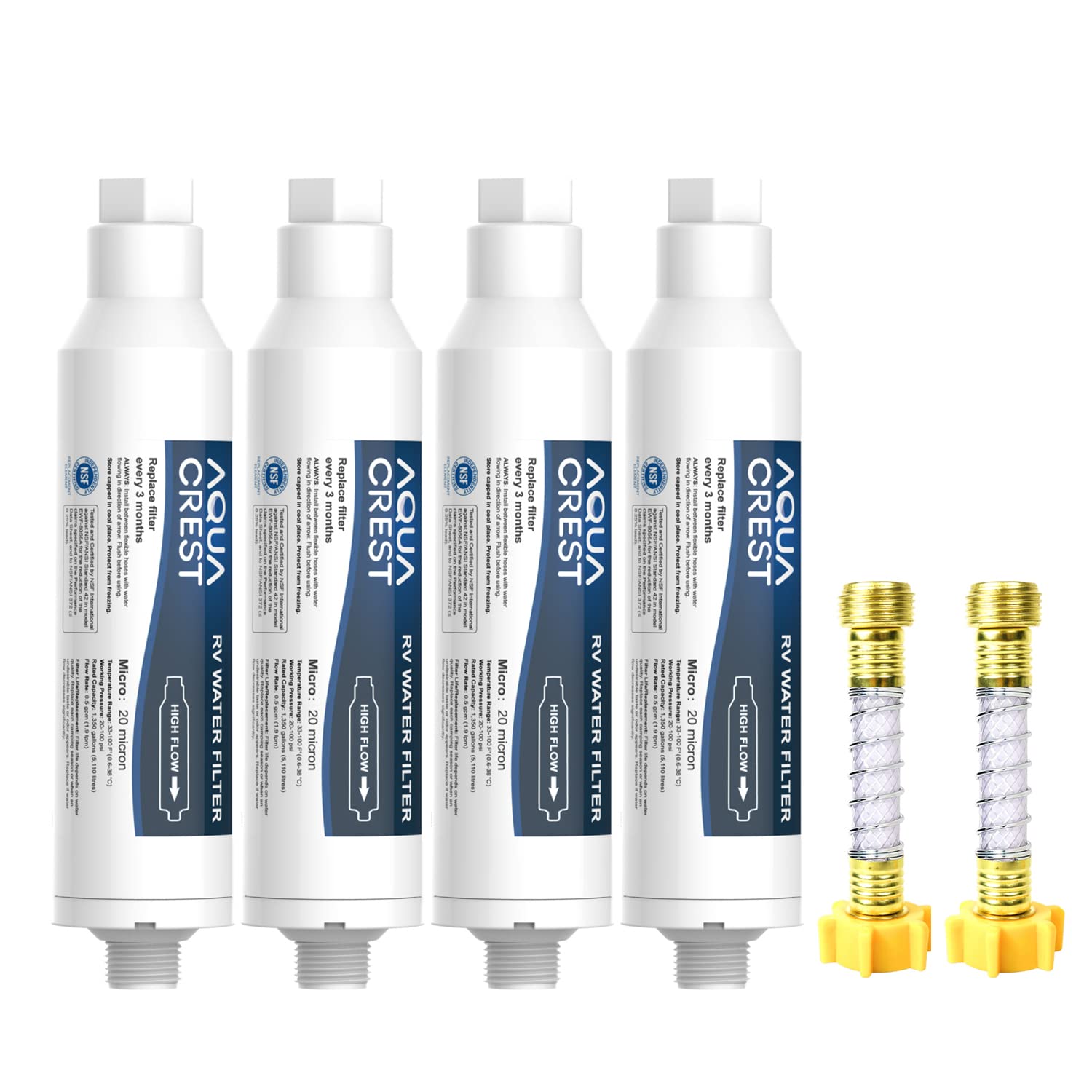 Aqua Crest Rv Water Filter, Rv Inline Hose Water Filter, Garden And Camper Water Filter, Nsf Certified, Greatly Reduces Chlorine