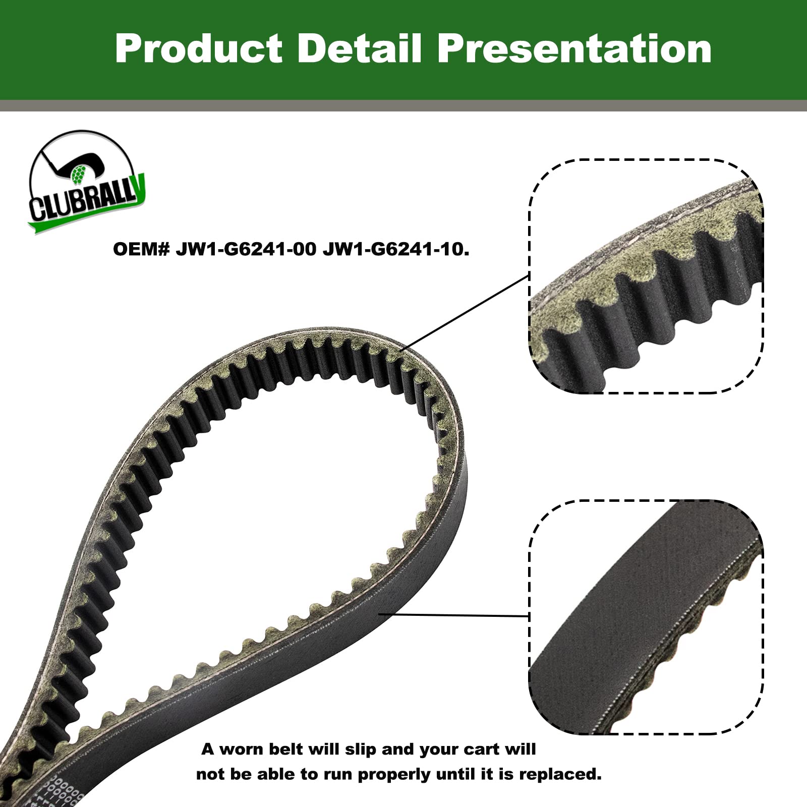 Clubrally Golf Cart Drive Belt Applicable To 2007-2011 Yamaha G29, Oem# Jw1-G6241-00, Jw1-G6241-10