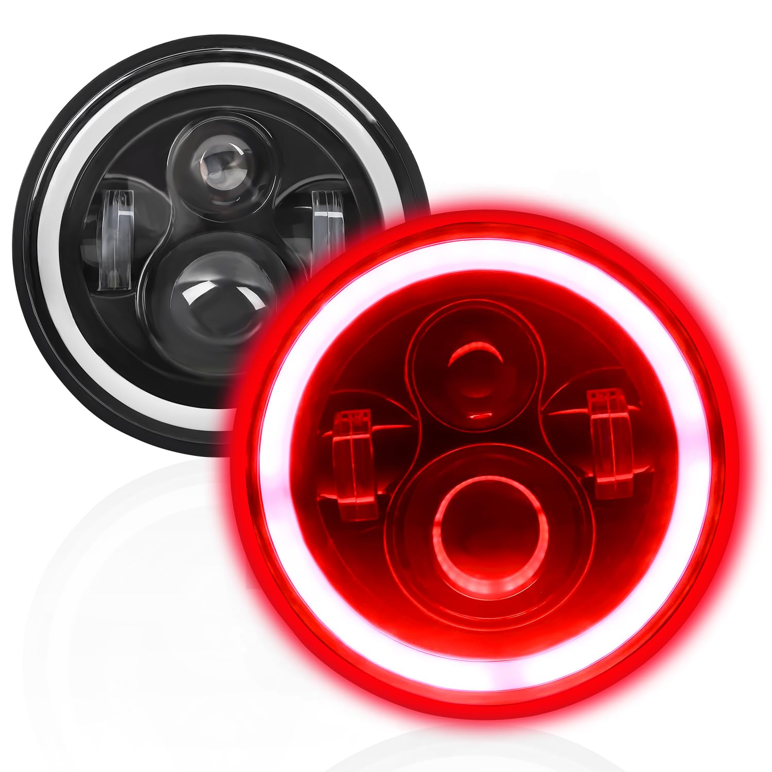 H6024 Led Headlight High/Low Beam And Turn Signal Light, 7 Inch Led Headlight Drl Halo Ring Round Headlamp Compatible With Jeep