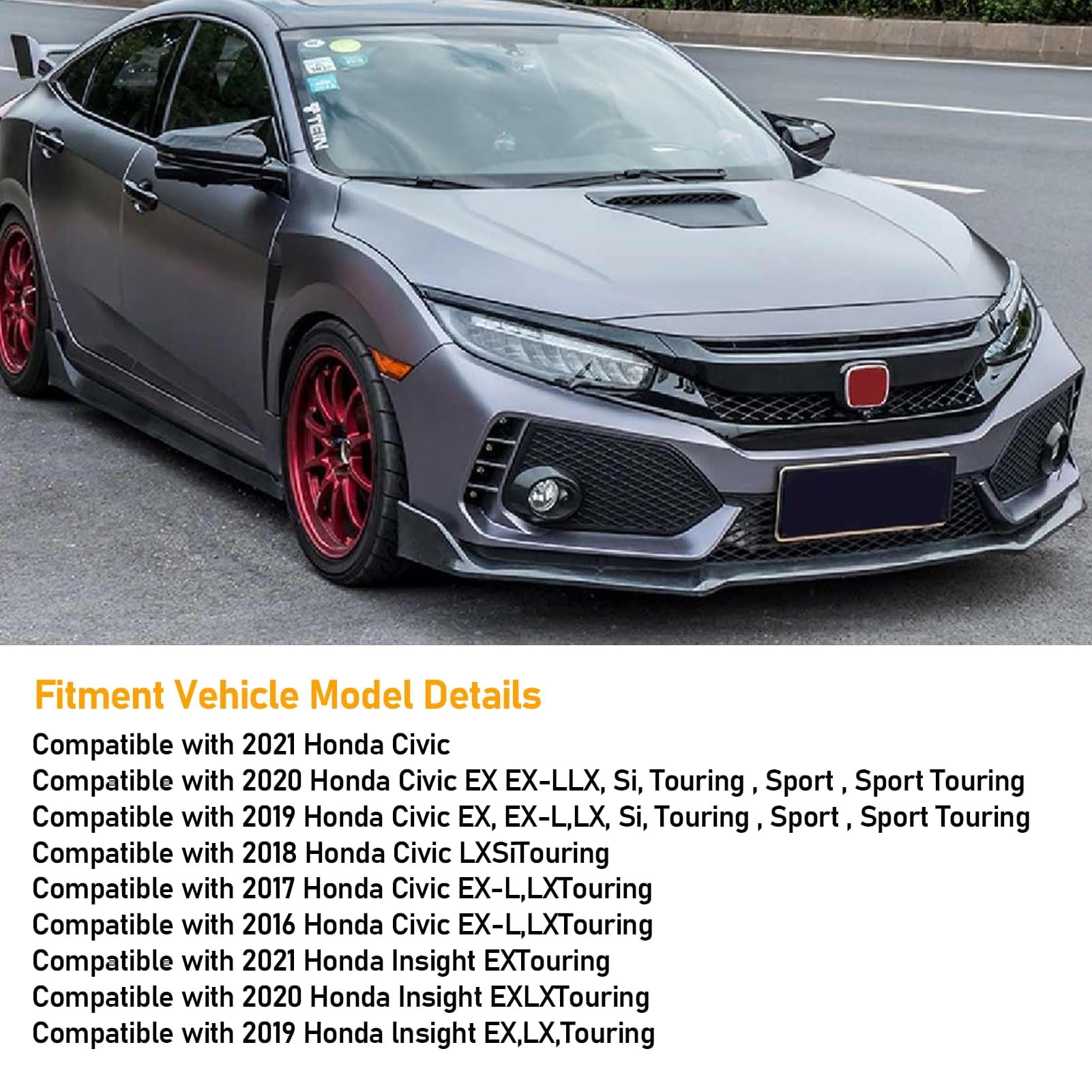 Moonlinks Compatible With 2016-2021 Honda Civic Side Ox Horn Mirror Cover Sticker,Carbon Fiber Lh & Rh Side Door Rearview Mirror