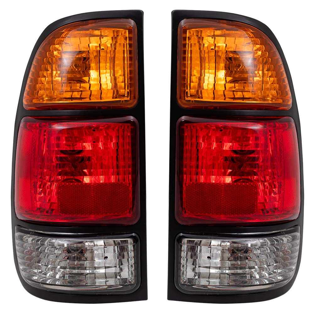 Brock Replacement Driver And Passenger Taillights Tail Lamps With Amber-Red-Clear Lens Compatible With 2000-2006 Tundra Pickup T