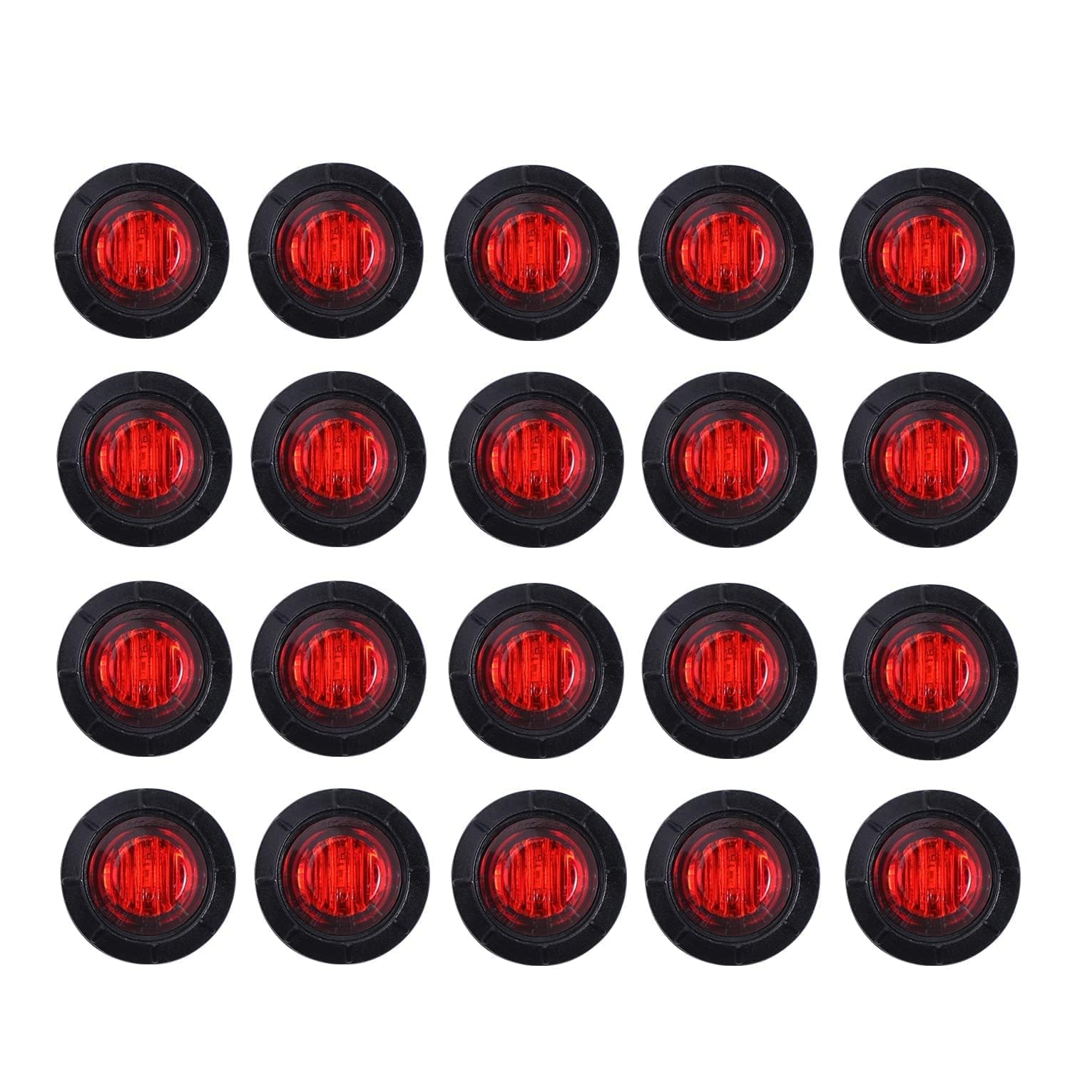 Tmh (Pack Of 20 3/4 Inch Mount Red Led Clearance Bullet Marker Lights, Side Led Marker Lights For Trailer Truck Rv Car Bus Van