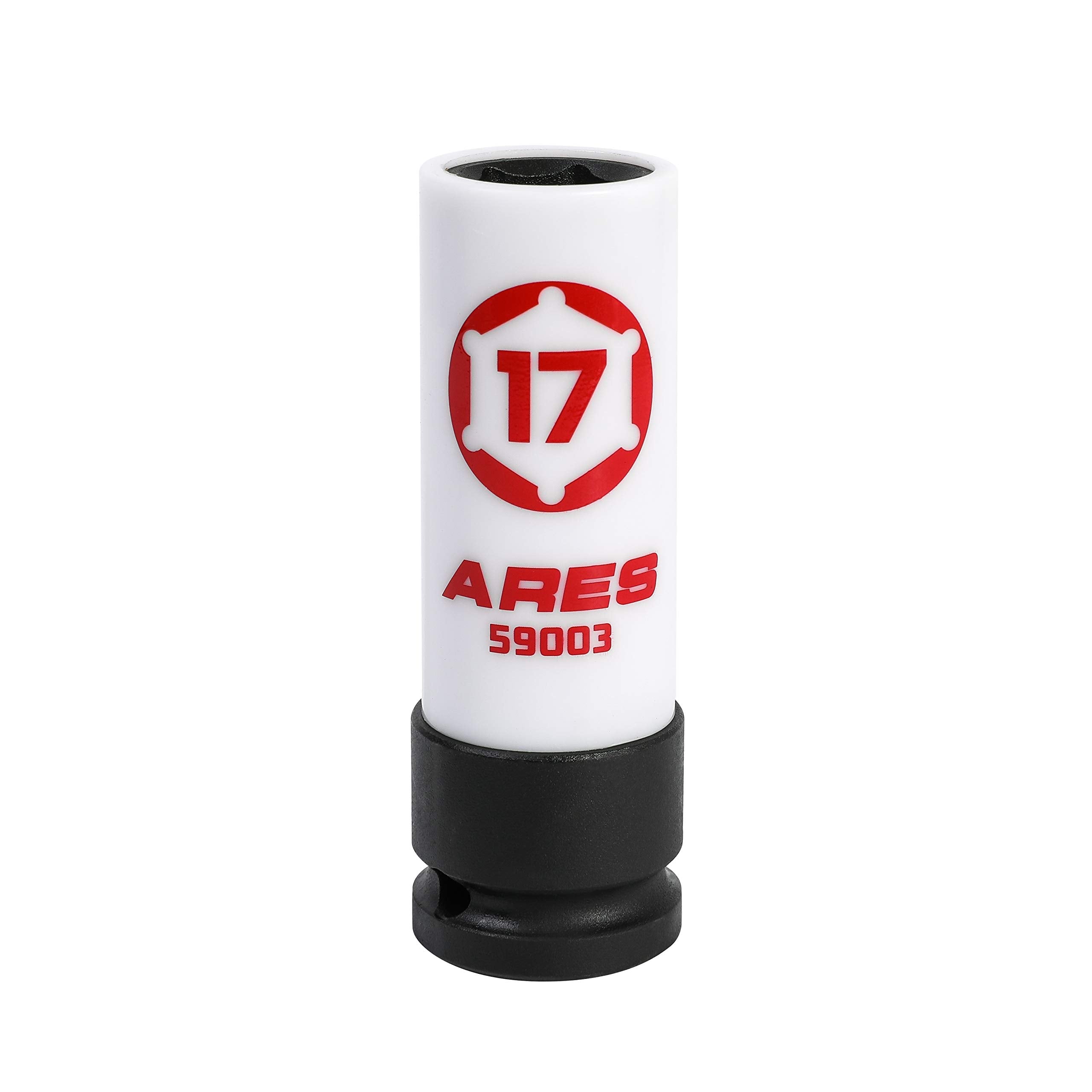 ARES 59003-17mm 1/2-Inch Drive Non-Marring Impact Lug Nut Socket - Protective Sleeve Prevents Damage to Custom Rims & Lug Nuts -