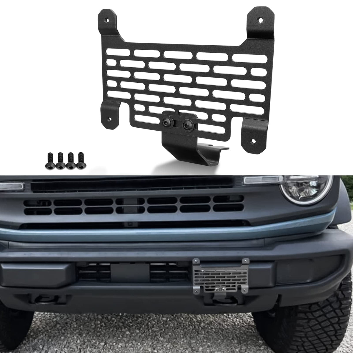 Klutchtech 2021 2022 2023 Bronco License Plate Holder Mount Front License Plate Frame Relocation Bracket For Standard Plastic Bu