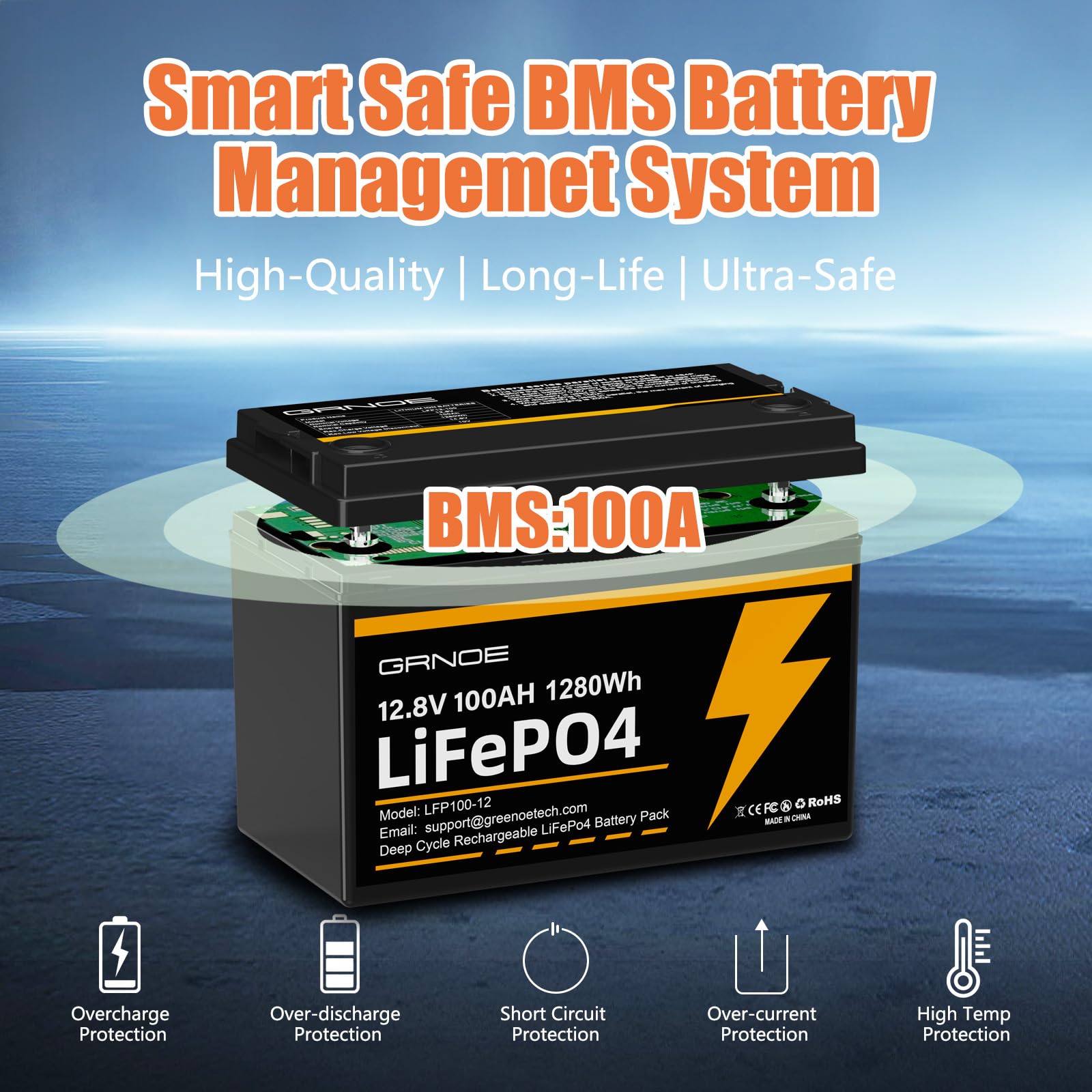 12V 100Ah LiFePO4 Lithium Battery Group 31 (4-Pack) With Built-in 100A BMS, Low-Temp Protection Up to 15000 Deep Cycles Recharge