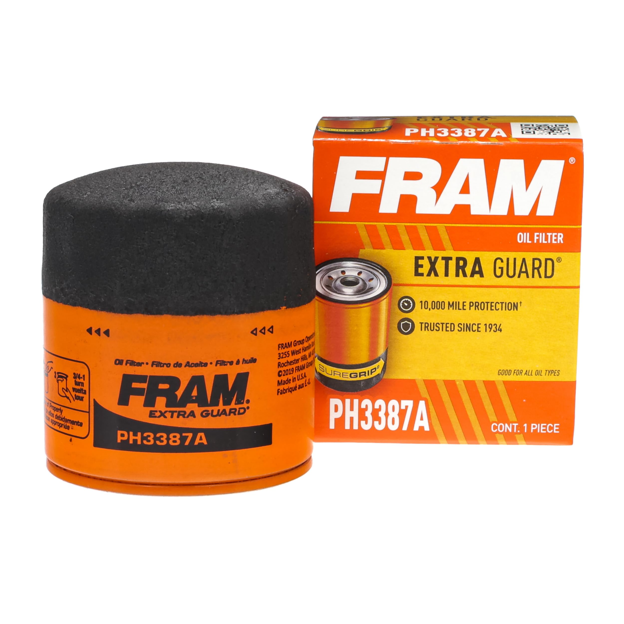 FRAM Extra Guard PH3387A, 10K Mile Change Interval Spin-On Oil Filter