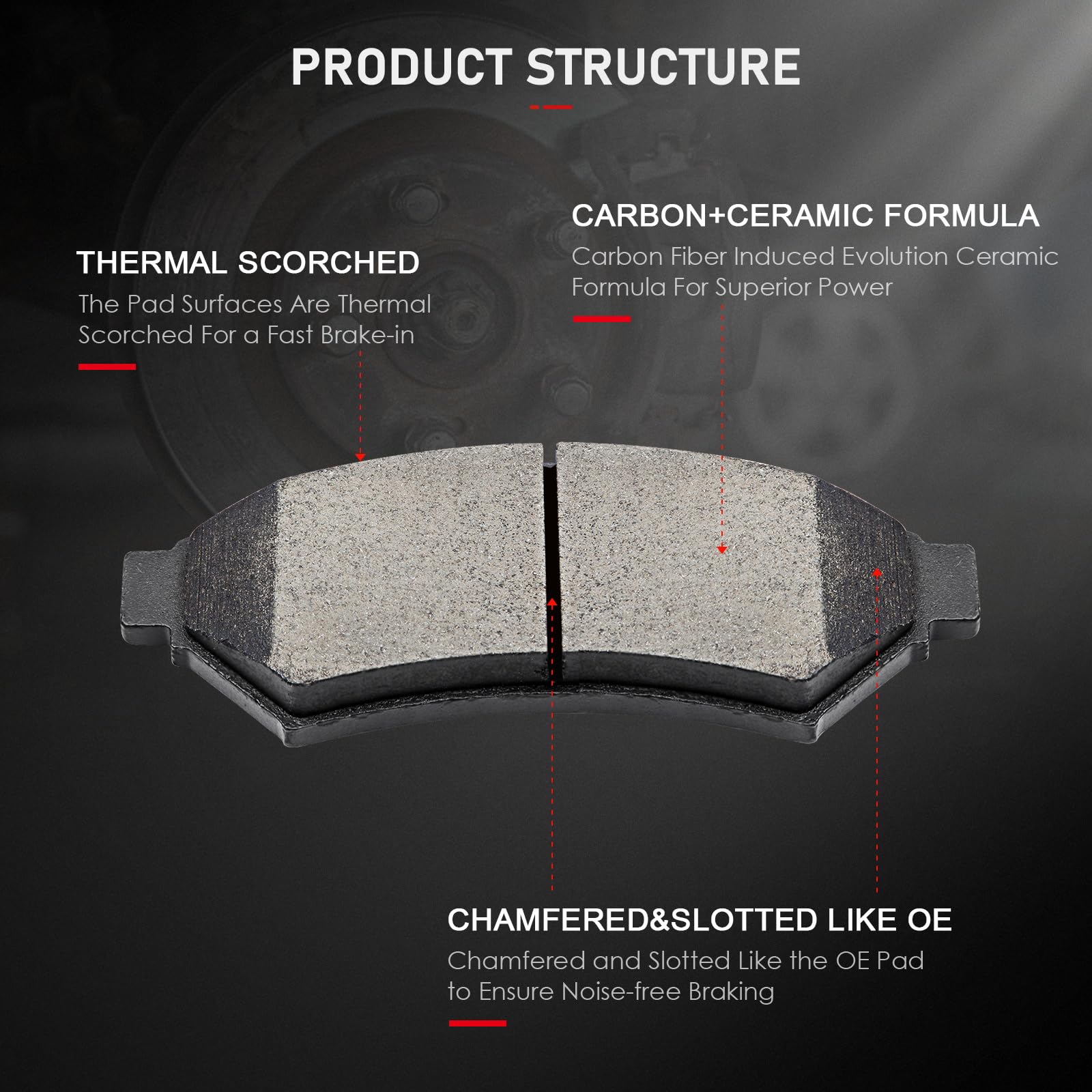 Cciyu D1075 D999 Front Rear Ceramic Brake Pads Kits 8Pcs Fit For 2005-2009 For Buick Allure,2005-2009 For Buick Lacrosse,2004-20