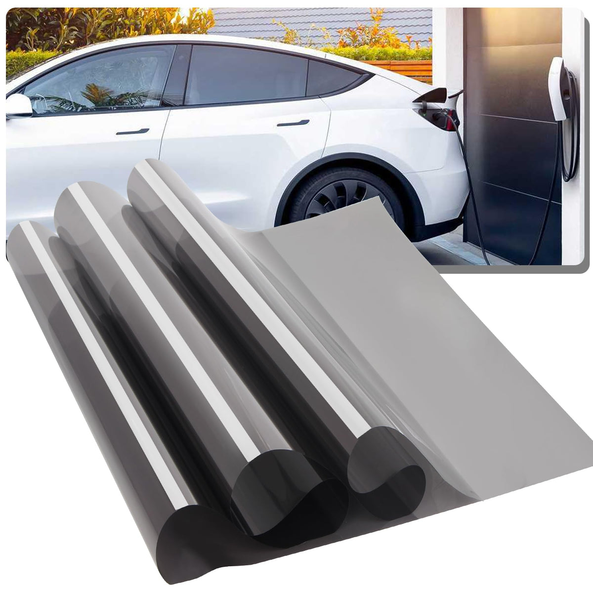 35% Nano Ceramic Car Window Tint for New Energy, 85% IR Heat Sun Blocking 99.9% UV Protection, Signal Friendly One Way Privacy W