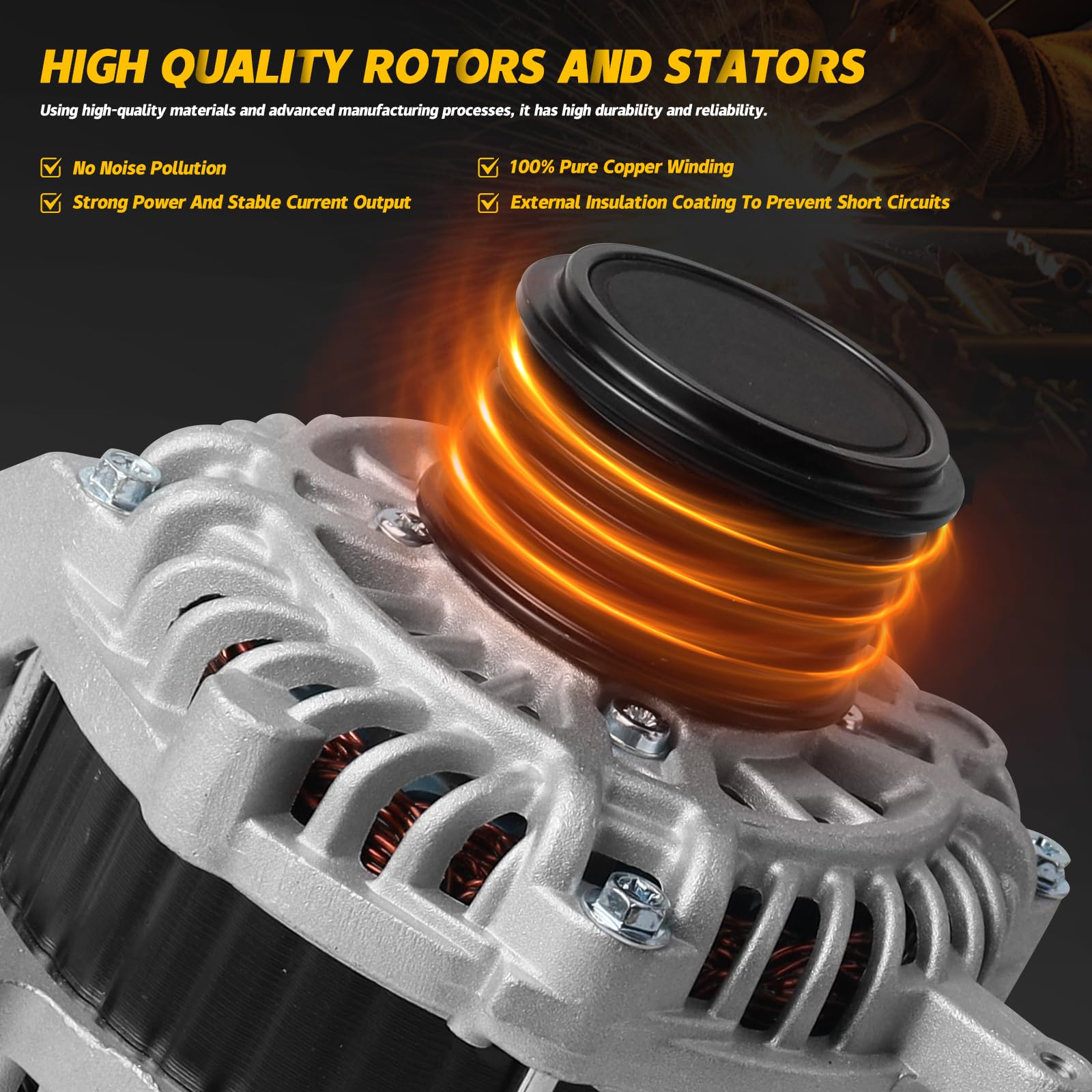 YINAVAGAD Alternator for Honda Accord 2.4L 2013 2014 2015 2016 2017, Replace 31100-5A2-A02 31100-5A2-A02RM 31100-5A2-AA000M2 A00