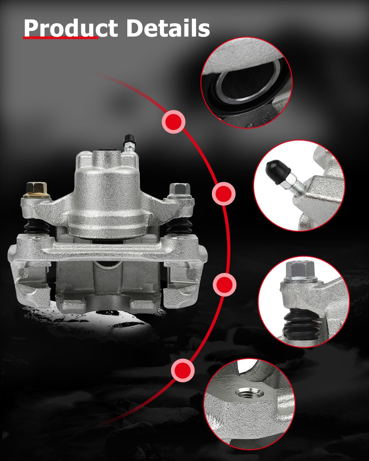 cciyu 19B2697 Rear Left Brake Caliper With Bracket For Toyota For Avalon 2005-2007,For Toyota For Camry 2002-2006,For Toyota For