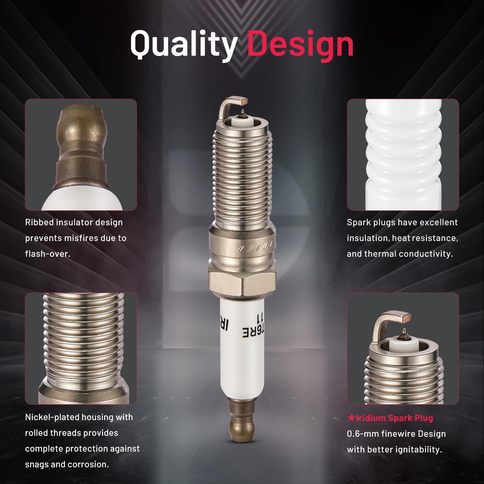 BDFHYK Set of 6 Iridium Spark Plug Compatible with Chevy Buick Cadillac GMC Saturn,2.0L 2.4L 2.5L 2.8L 3.0L 3.5L 3.6L 4.6L 6.0L