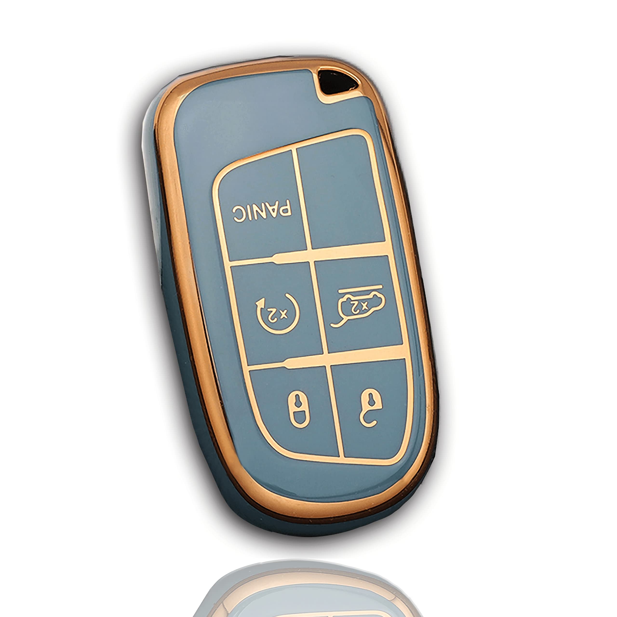 Bububulk For Jeep Key Fob Cover, Premium Soft Tpu Protection Key Case For Jeep Smart Key 3 4 5 Buttons Protector Challenger(Grey )