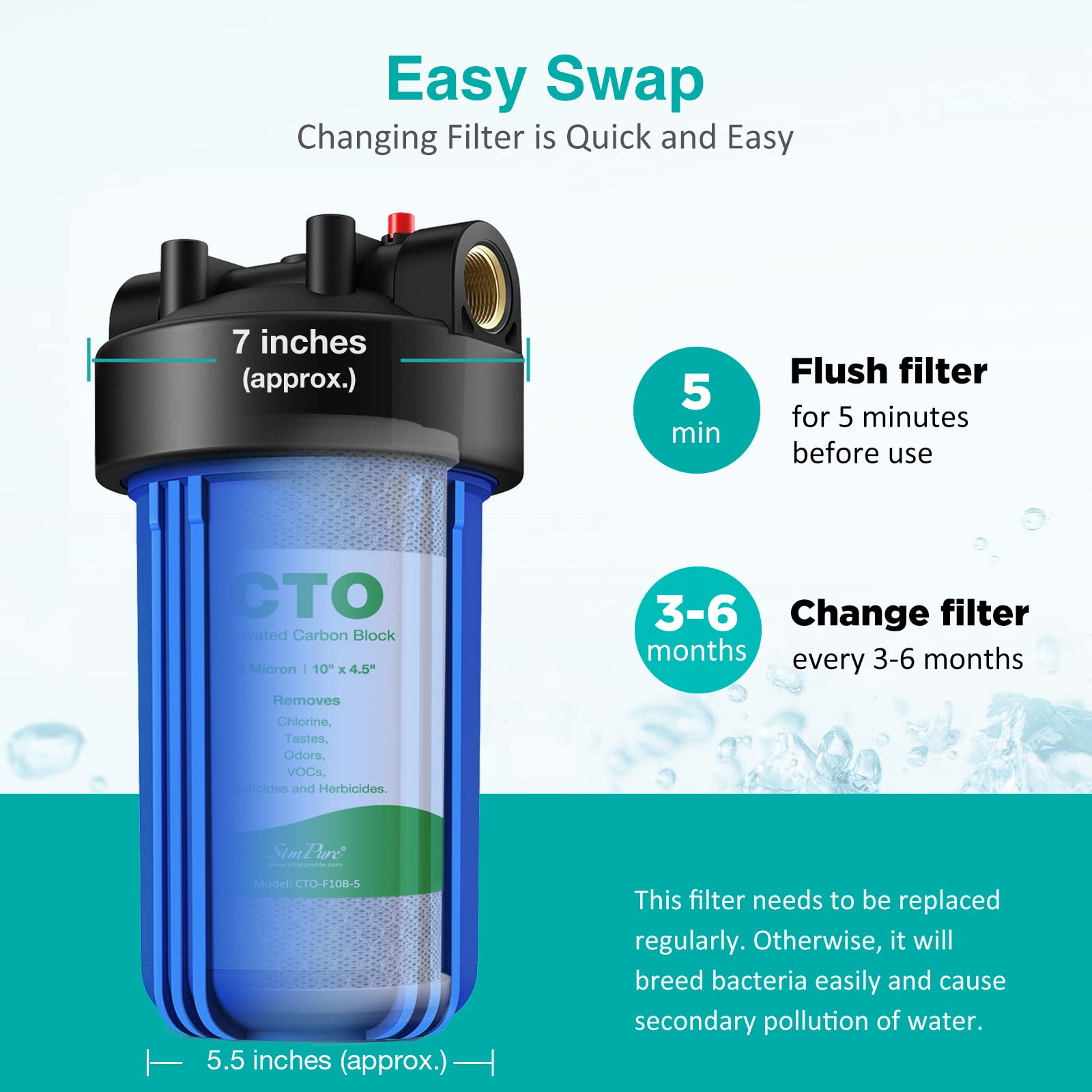 SimPure 10'' x 4.5'' Cation Exchange Resin Filter, Whole House Water Softening Cartridge for DB10P, DB10C (2 Pack)