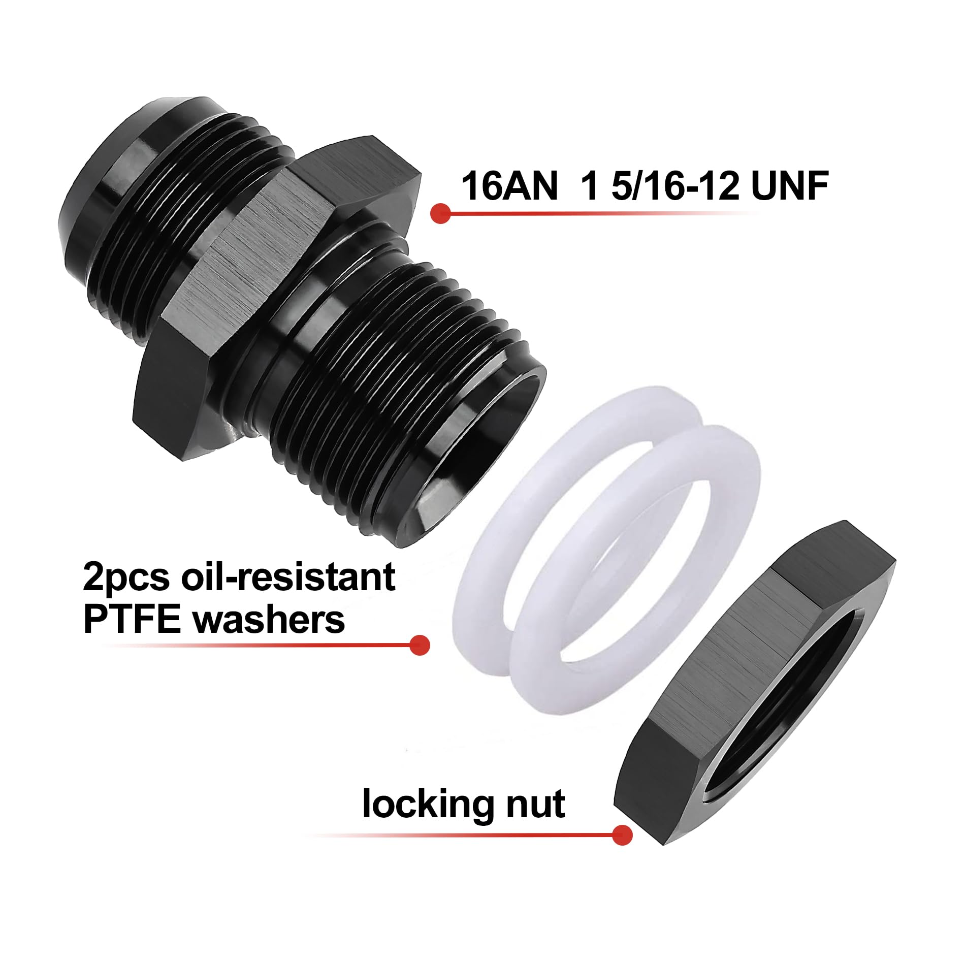 Evil Energy Male 16An Bulkhead Fuel Cell Fitting Adapter Aluminum Straight