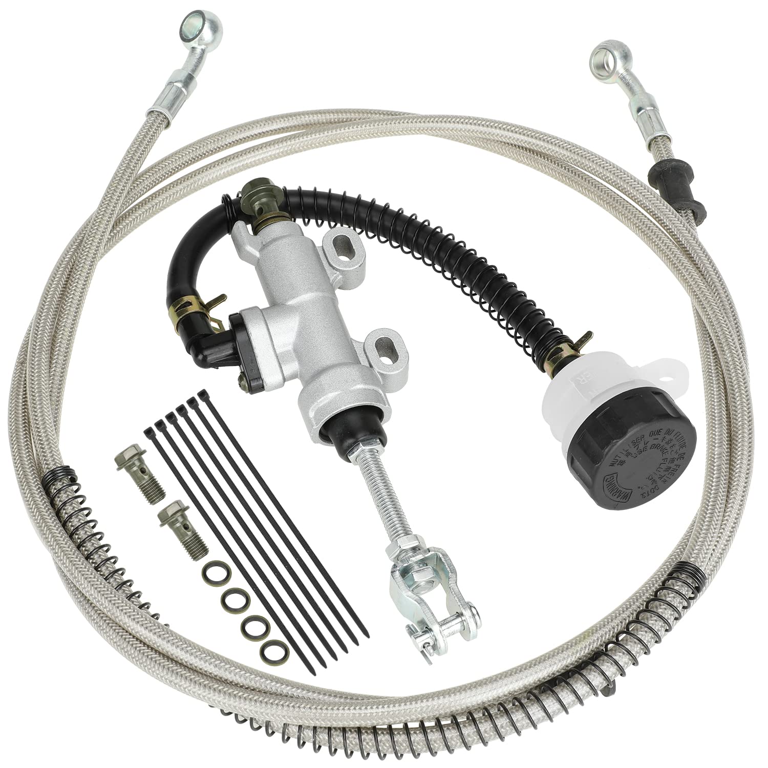 Yoxufa Rear Brake Master Cylinder Reservoir Hose Line For 90Cc 110Cc 125Cc 150Cc 200Cc 250Cc Arctic Cat Suzuki Chinese Atv Quad Pit Dirt Bike Yerf Dog Helix Coleman Go Kart Cart Buggy Motorcycle Parts