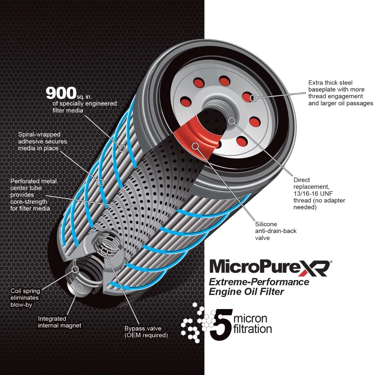 Ppe Micropure Extreme Performance Engine Oil Filter 114000555 Compatible For 2001-2019 Gm 6.6L Duramax
