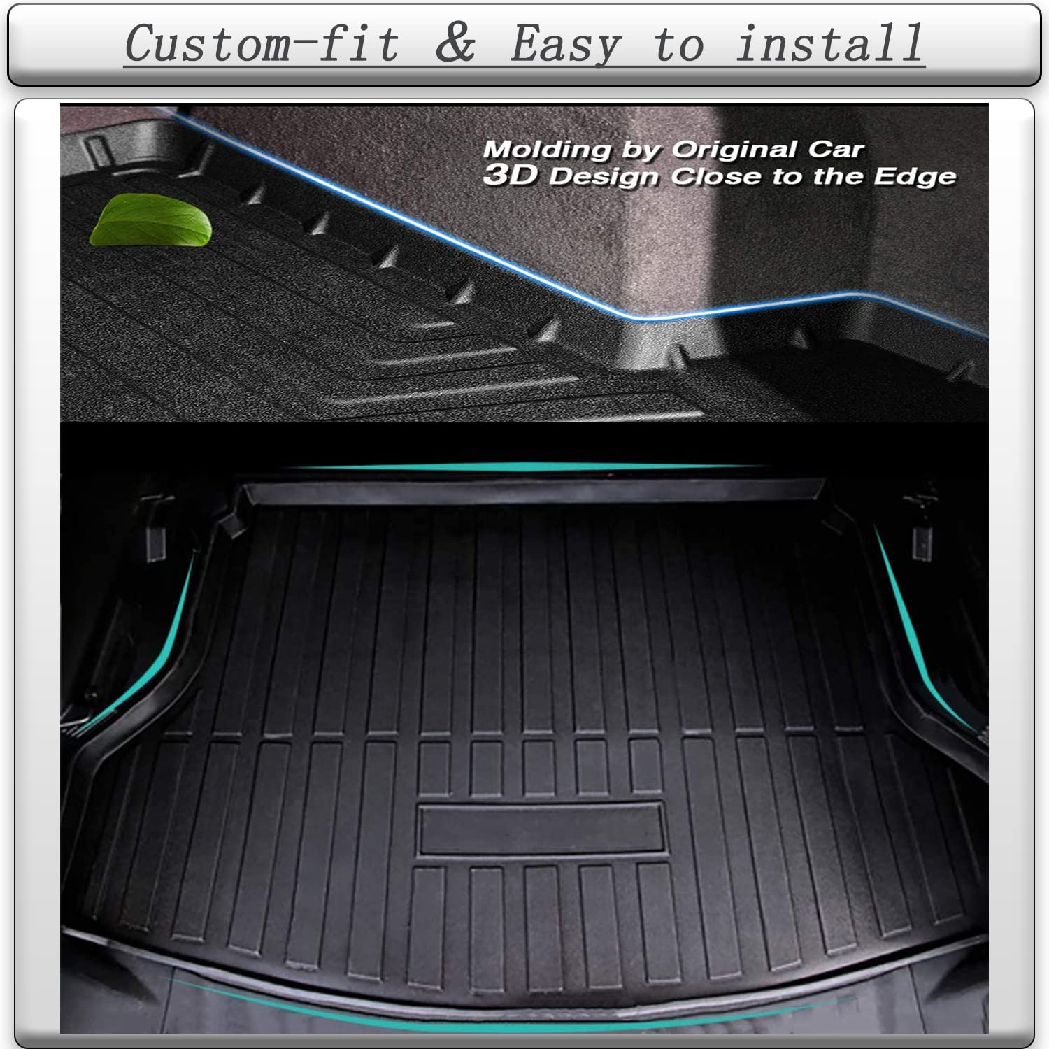 Escape Cargo Liners - All Weather Rear Trunk Tray Cargo Mats Protector Compatible With 2020 2021 2022 2023 2024 2025 Ford Escape(Not For Hybrid), 3D Waterproof Durable Odorless Flexible Accessories