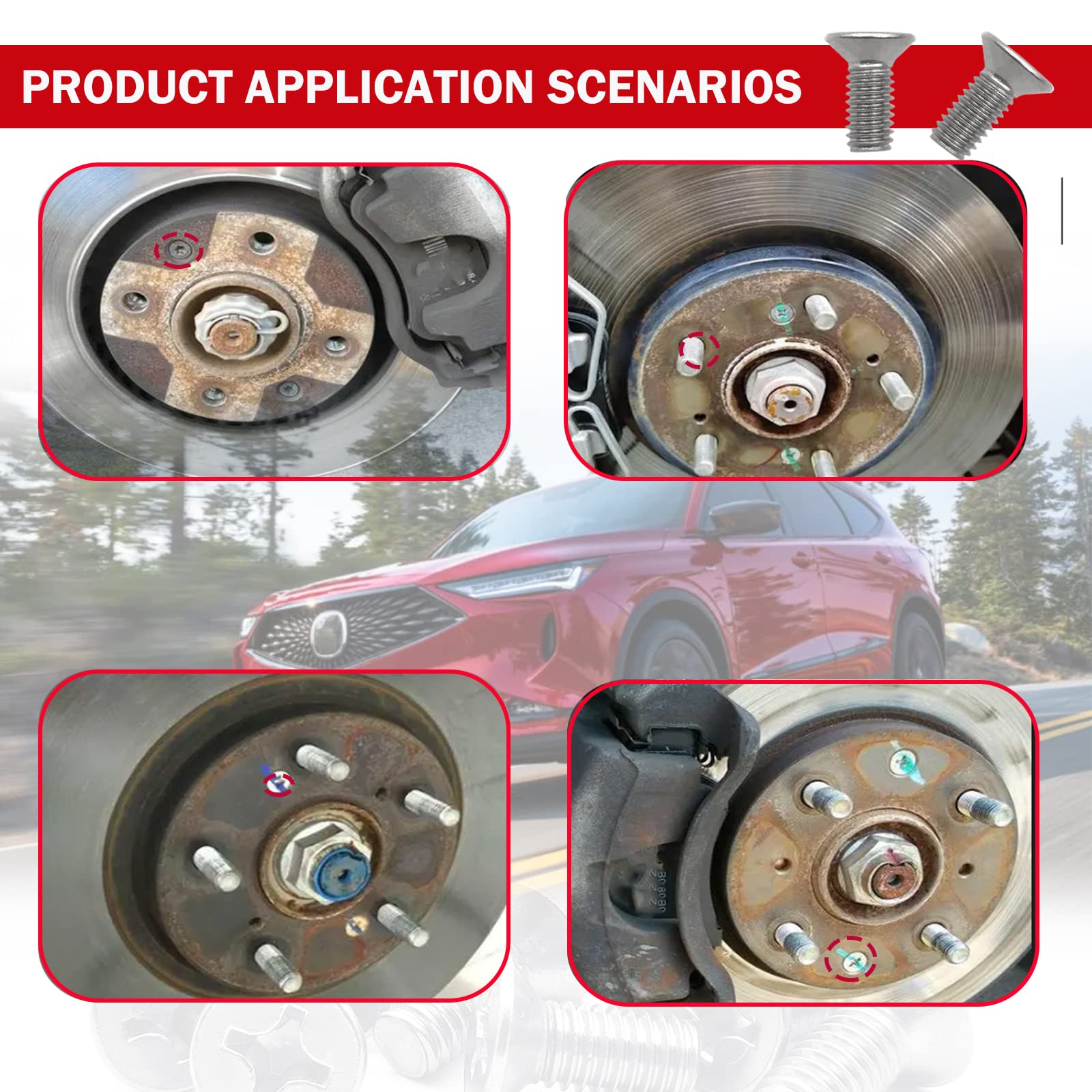 8pcs Screw Rotor Brake Disc Retaining 93600-06014-0H- Compatible With Honda, Acura, Volkswagen, Audi,Hyundai and Kia Models, Sta