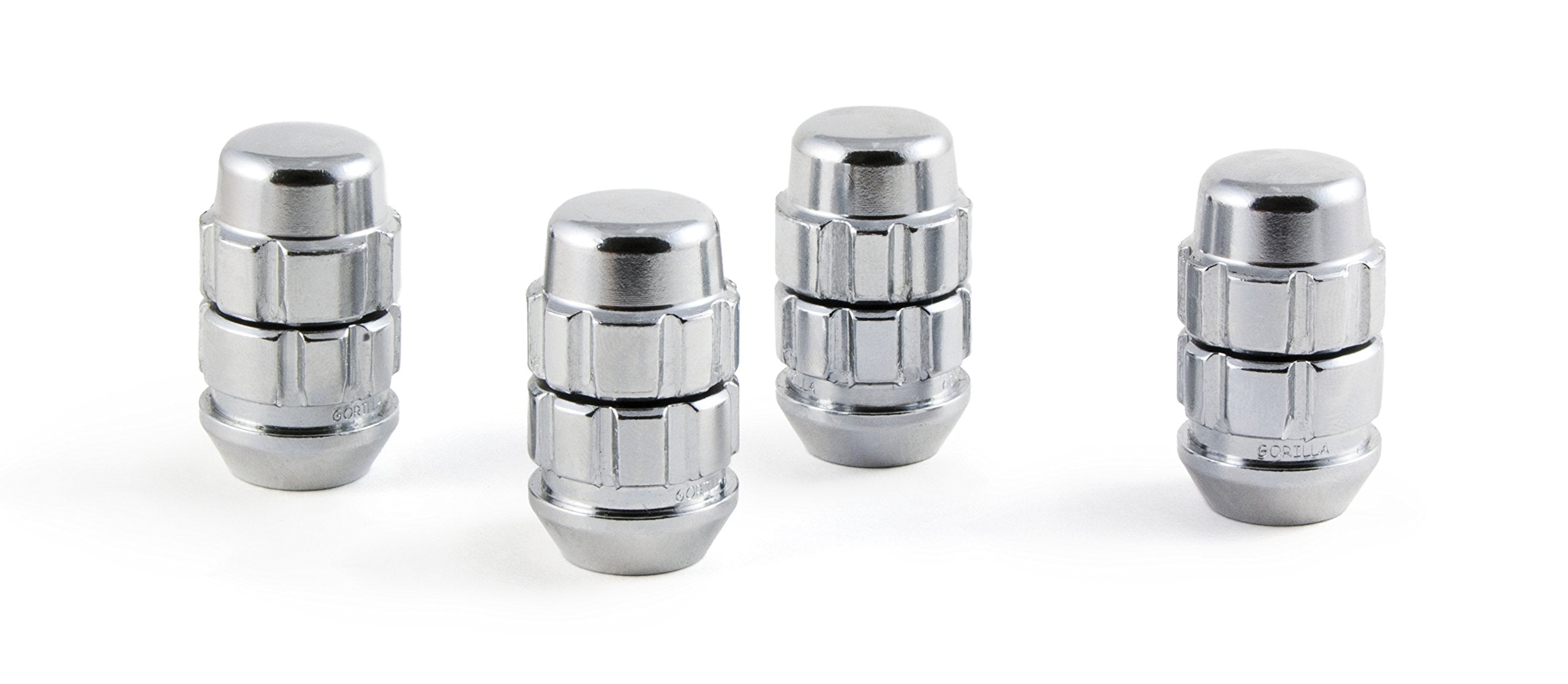 Gorilla Automotive Acorn Chrome Wheel Lock, 12mm x 1.50, Pack of 4, Black and Silver, Model 71631X