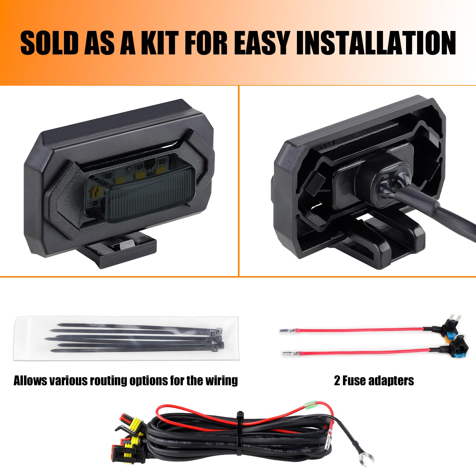 SEVEN SPARTA Grill LED Lights 4 PCS for Toyota Tacoma 2020-2023, Black & Orange, Plastic, Model SZ10776, OEM Off Road Replacement
