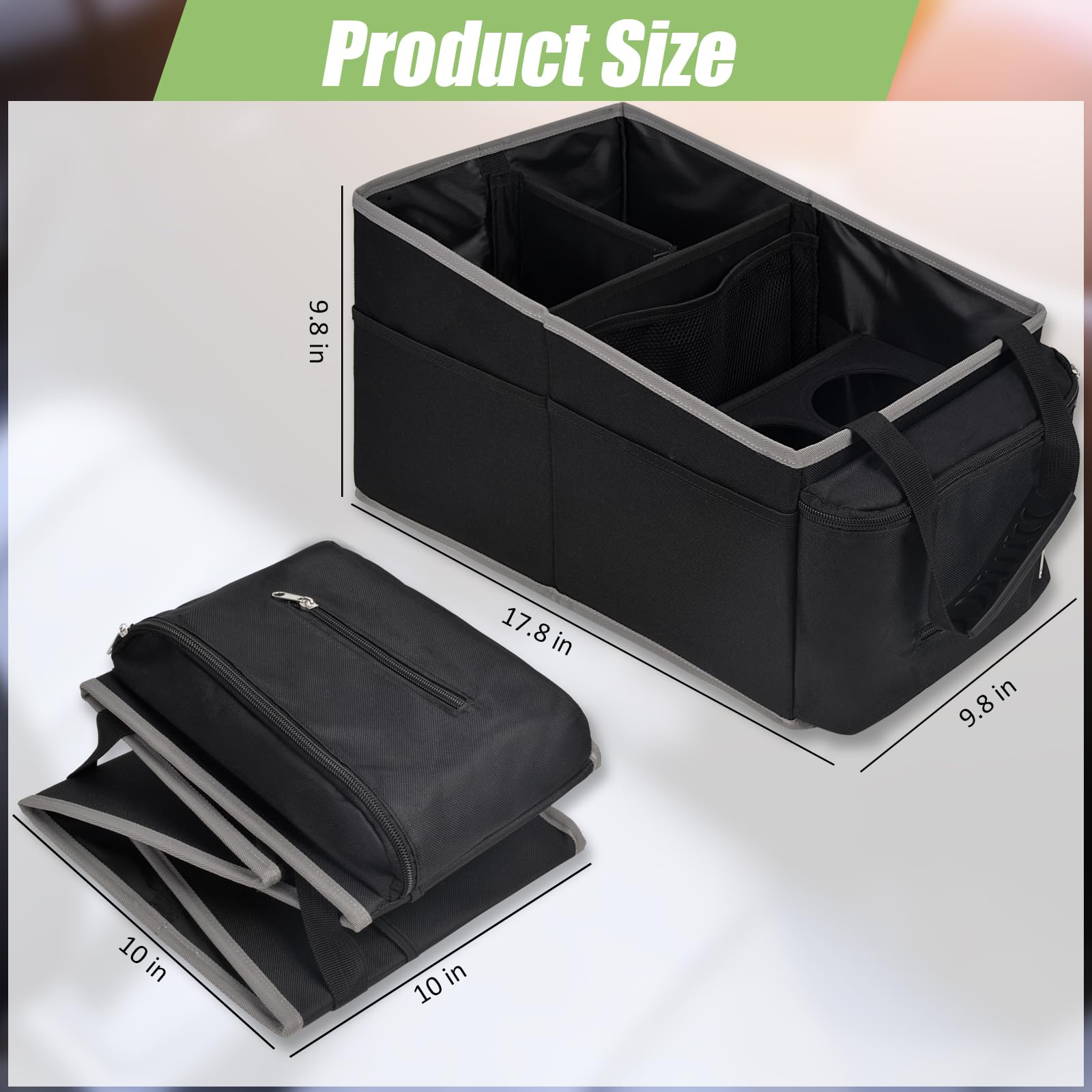 Car Seat Organizer and Storage - Backseat Car Caddy with 12 Storages Compartments & 2 Cup Holders & Tissue Box, Car Storage, Car
