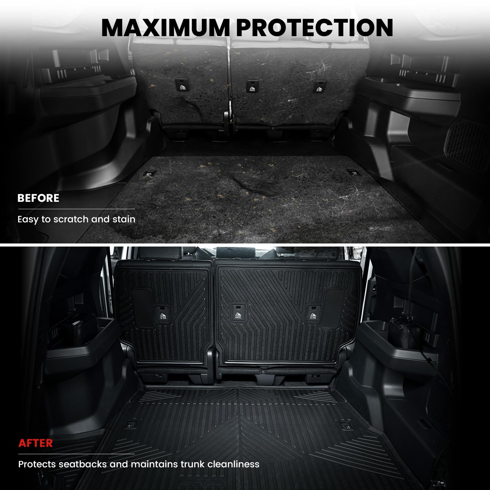 Lasfit Trunk Mat&Backrest Mat For Toyota 4Runner 2025(Only Fit 5 Seats), All Weather Tpe Custom Fit Cargo Liner For 4Runner Sr5/