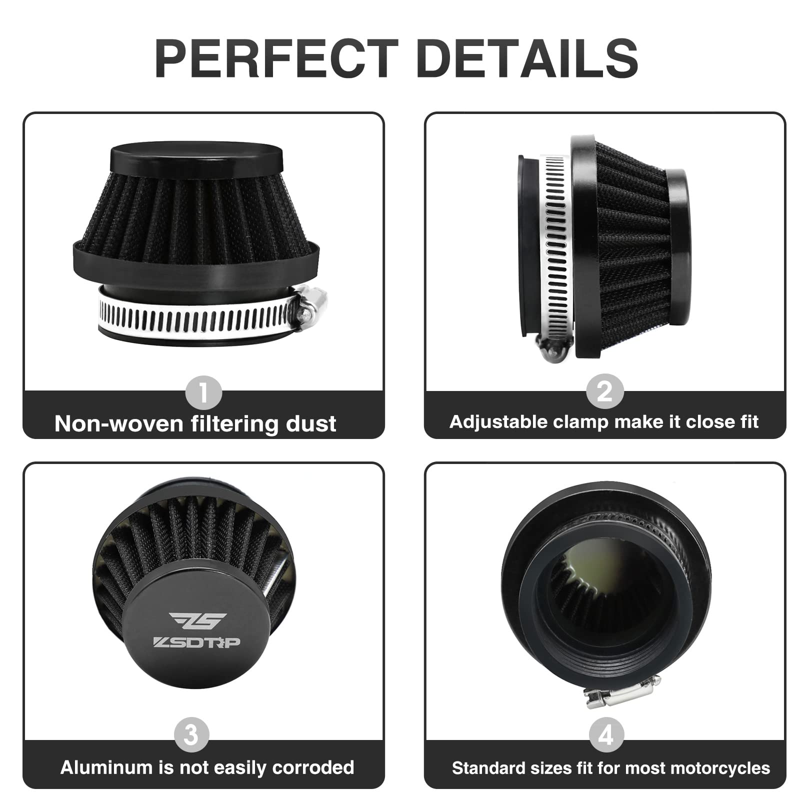 2Pcs Motorcycle 60Mm Air Intake Filter Universal Carburetor Air Filter Cleaner For Dirt Pit Atv Ssr Ttr Bike Breather Filter Fit