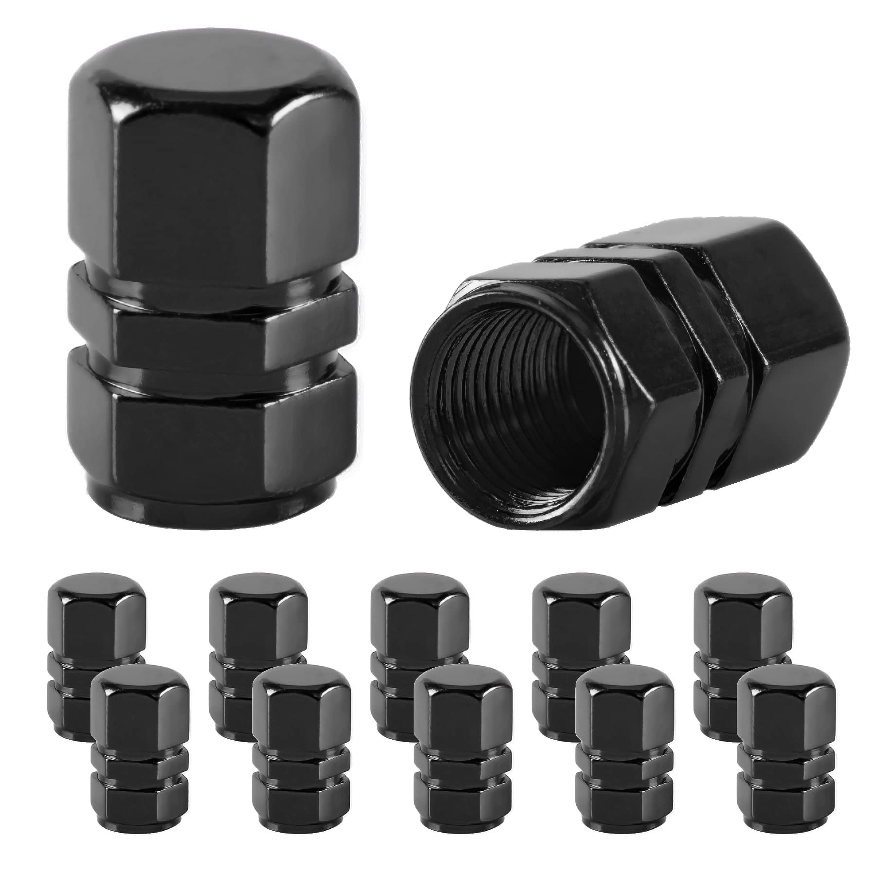 Justtop Car Tire Valve Stem Caps, 12Pcs Air Caps Cover, Universal For Cars, Suvs, Bike, Trucks And Motorcycles-Black