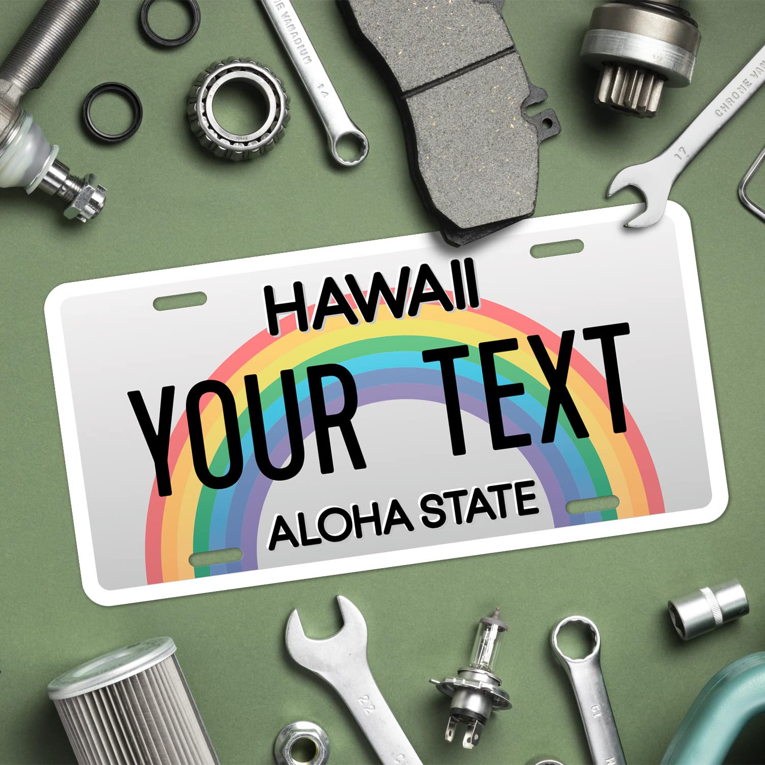 Custom Hawaii License Plate, Personalized 50 States Fake License Plate For Front Of Car Sign 6X12 Inches, Rust Free .040 Aluminum, Fade Resistant, Made In Usa By Sigo Signs