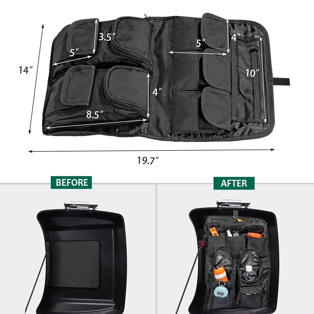 Mofun Tour Pack Pak Lid Organizer Saddlebags Tour Luggage Storage Bag Compatible With Harley Touring Flt Flh 1999-2013