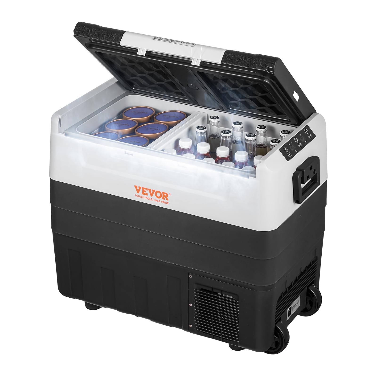 Vevor Car Refrigerator, 12 Volt Car Refrigerator Fridge, 58 Qt/55 L Dual Zone Portable Freezer, -4?-50? Adjustable Range, 12/24V Dc And 100-240V Ac Compressor Cooler For Outdoor, Camping, Travel, Rv