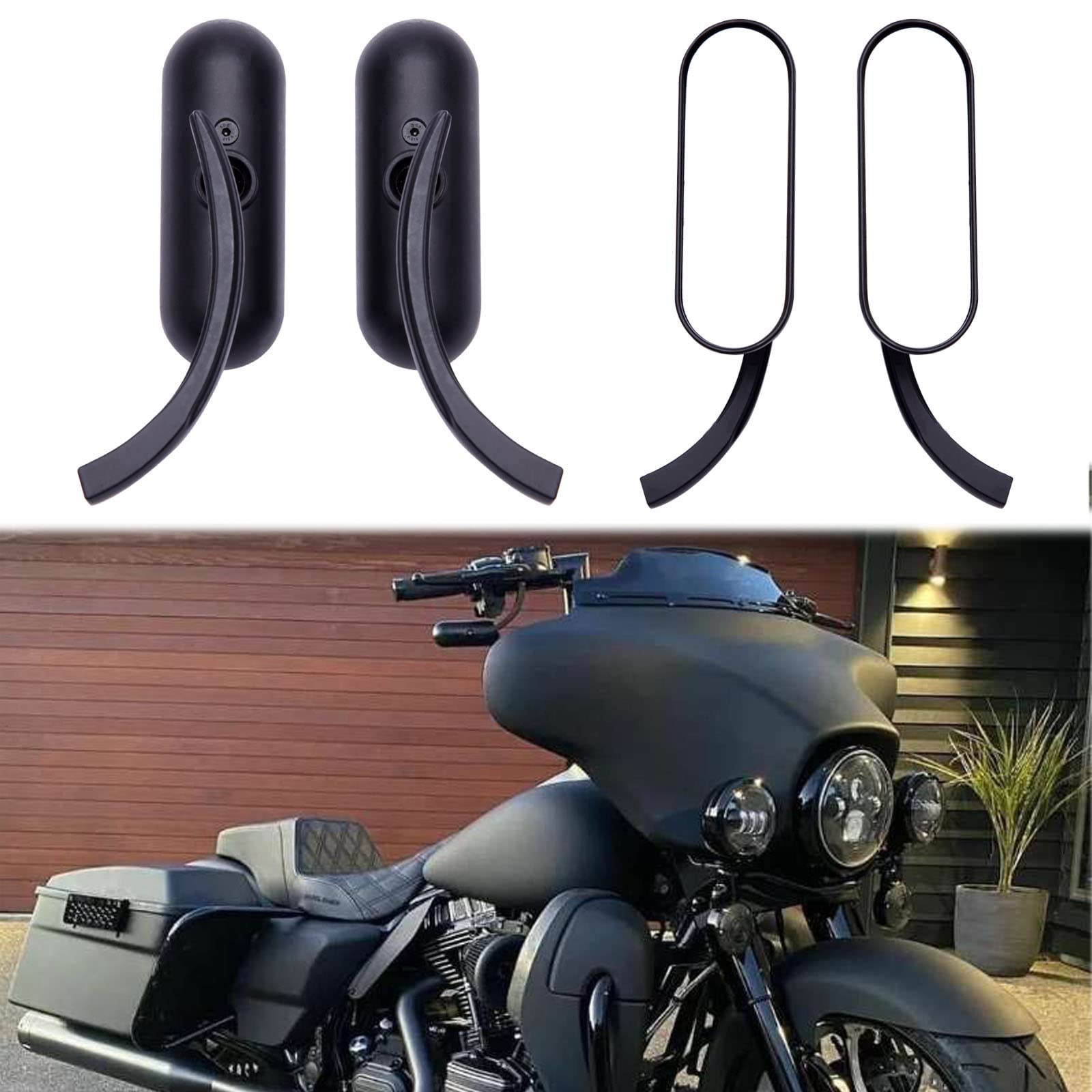 8Mm 10Mm Motorcycle Mini Black Sportster Mirrors Compatible With Honda Suzuki Harley Road King Street Electra Glide Road Glide D