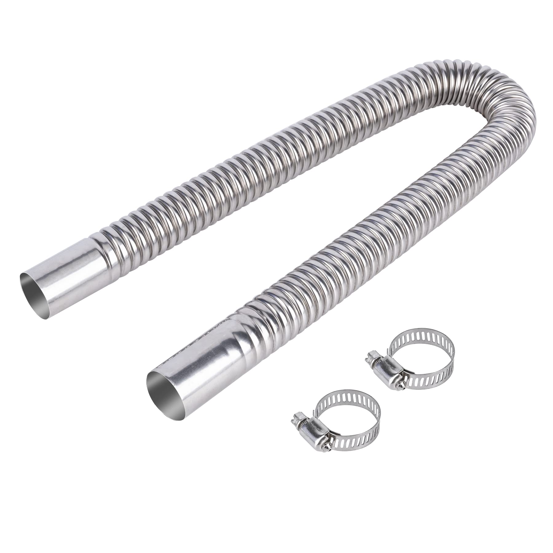23.6 Inches Stainless Steel Exhaust Hose, 2.5Cm/ 1 In Fuel Tank Diesel Gas Vent Hose Length, Flexible Exhaust Tubing Diesel Heater Exhaust Pipe Inner Diameter Air Heater Exhaust Pipe