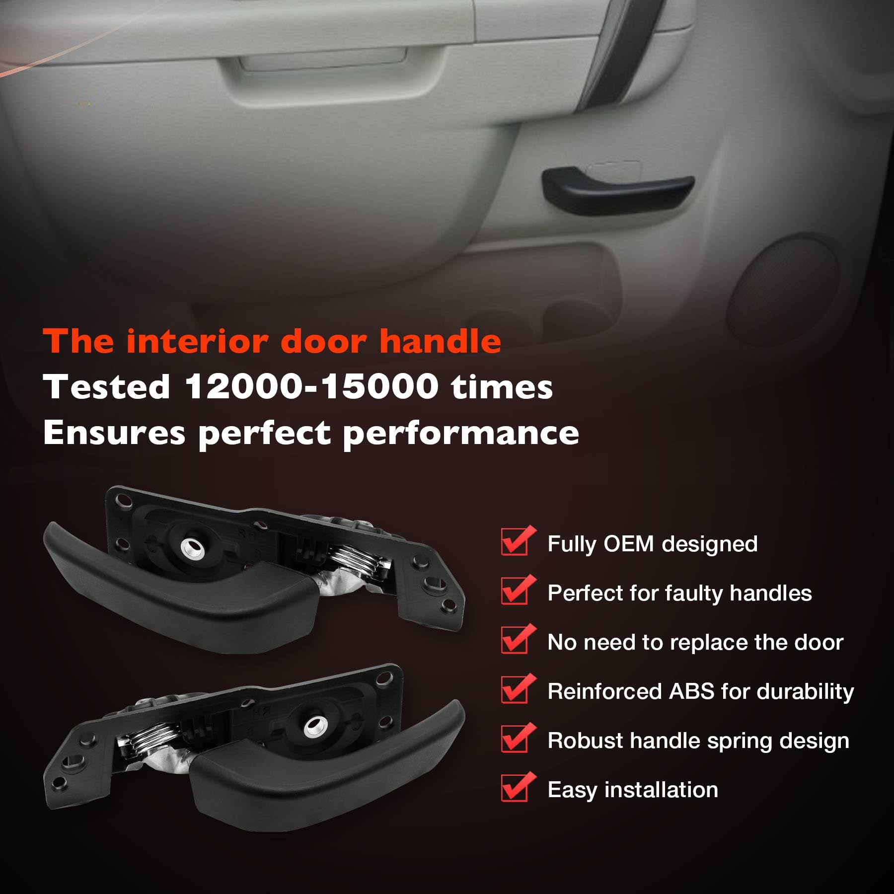 Interior Door Handle Kit Front/Rear Left/Right Passenger/Diver Side, Compatible With 07-14 Chevy Silverado Tahoe Suburban Avalan