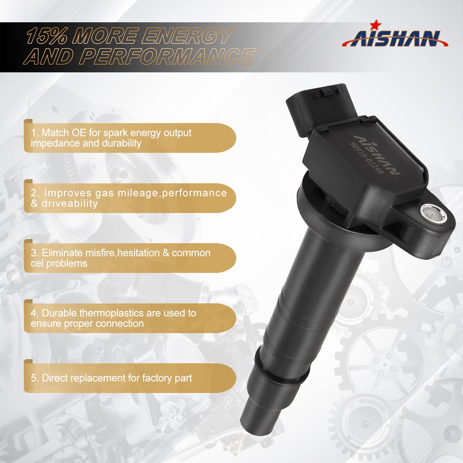 Aishan Set Of 4 Ignition Coil Pack Compatible With Toyota 4Runner Camry Fj Cruiser Matrix Solara Tacoma Tundra, Scion Xb, Lexus