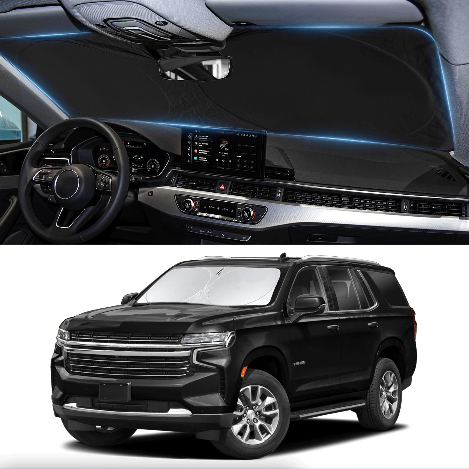 For Tahoe 2025 Windshield Sun Shade Sunshade-Custom Fit 2024 2023 2022 2021 Chevrolet Tahoe Z71, Premier, High Country, Rst, Lt,