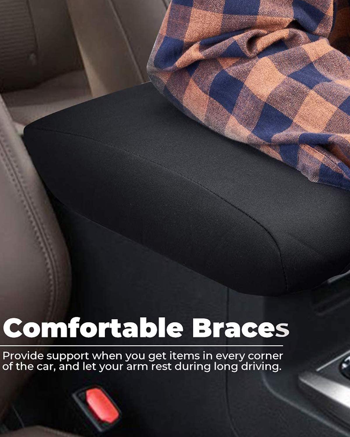 Issyauto Center Console Cover Compatible With 2007-2017 Tundra, 2008-2018 Sequoia, Neoprene Armrest Cover Replacement, Anti-Scra