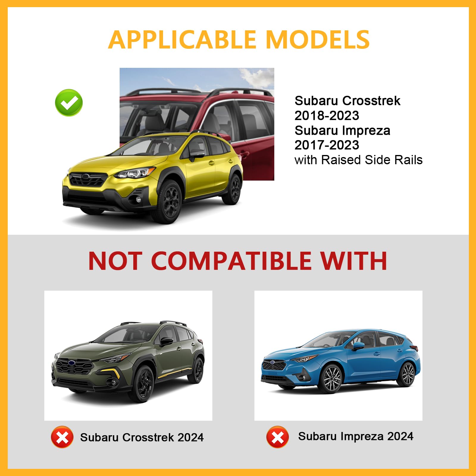 Tuyoung 220lbs Lockable Roof Rack Cross Bars Compatible with Subaru Crosstrek 2018-2023 & Impreza 2017-2023 with Side Rails, Hea