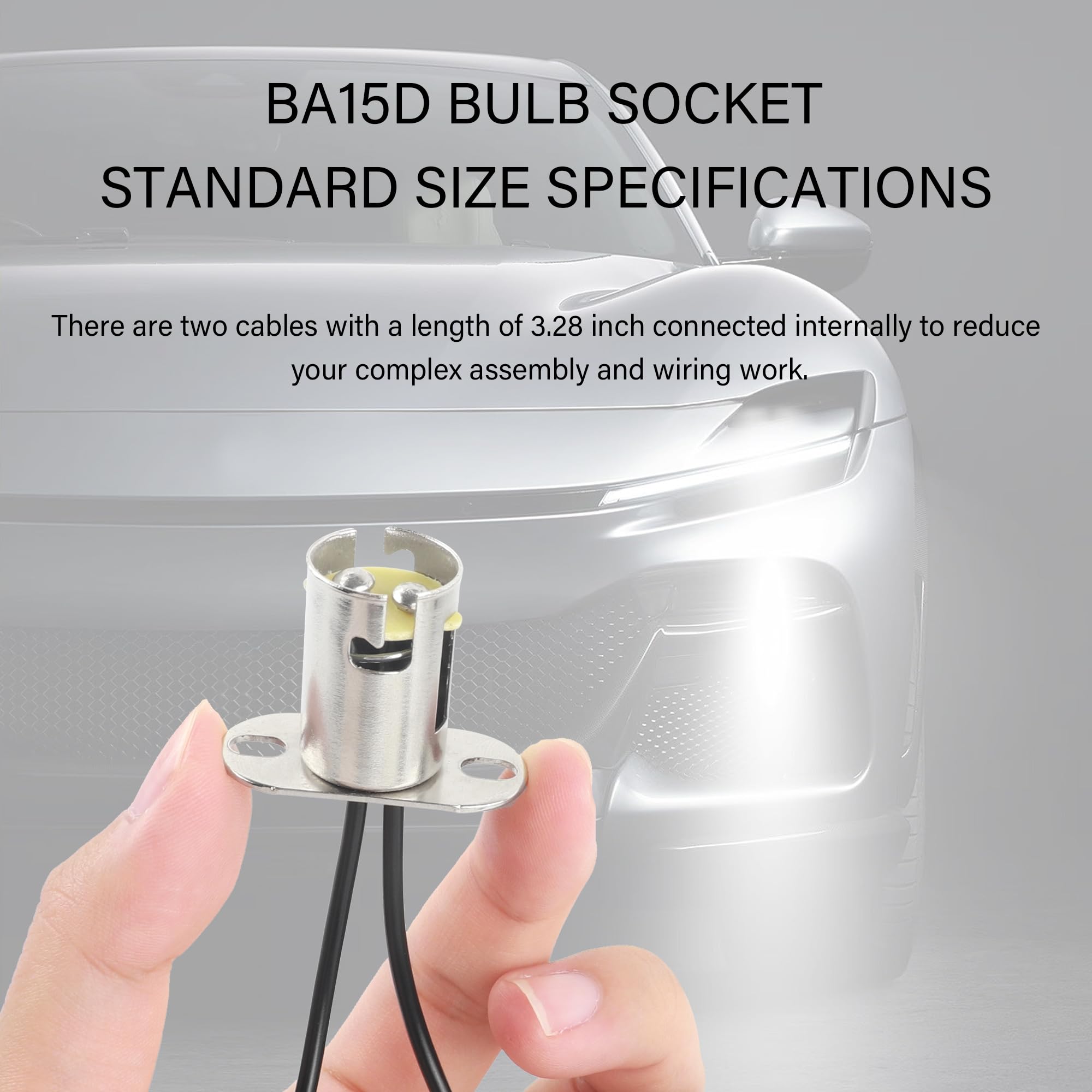 IHOTDER 2PCS Car Bulb Socket,BA15D Car Light Bulb Socket Adapter with 2 Wire Connectors,Multi-Purpose BA15D LED Bulb Socket Hold