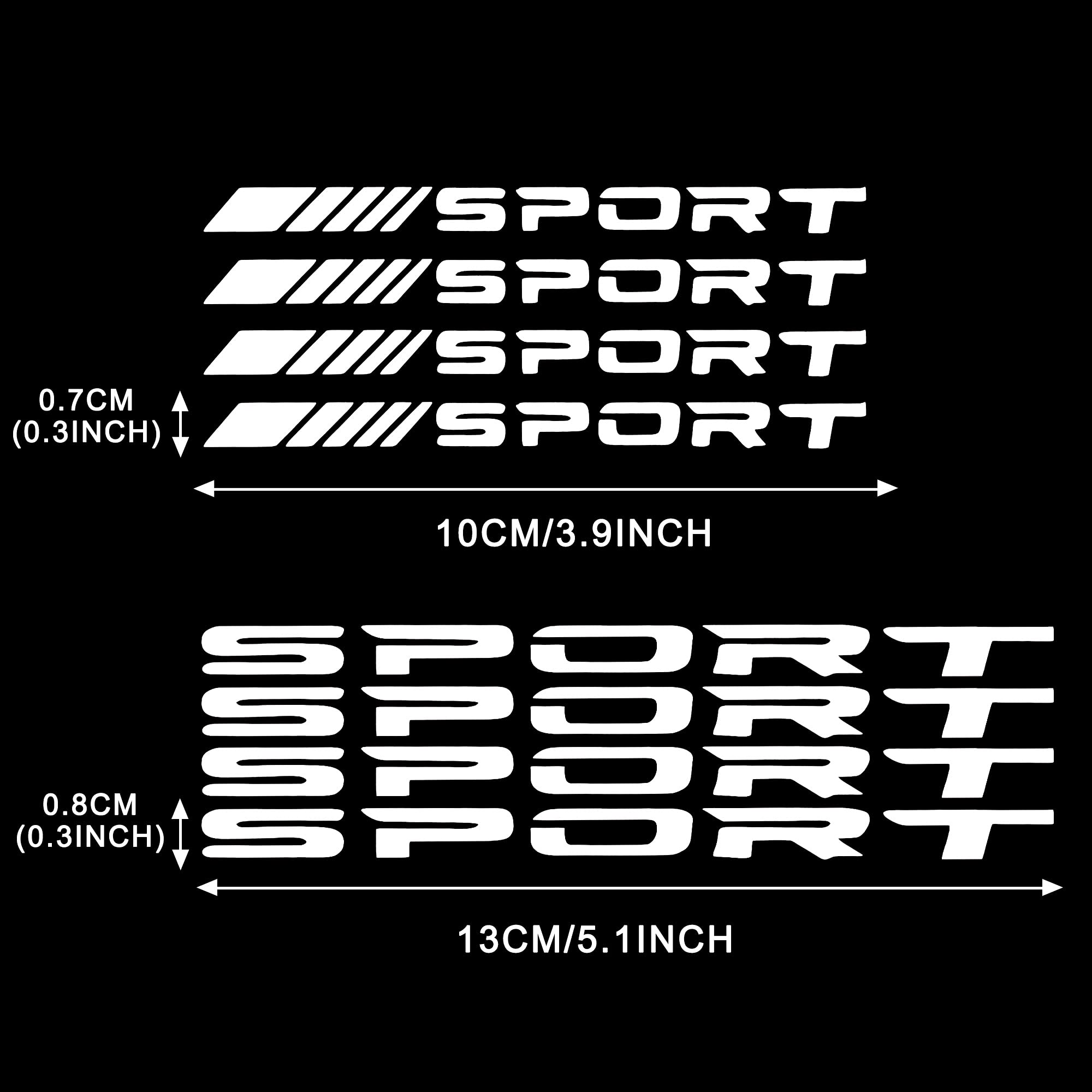 Tomall 8Pcs Sport Emblem Reflective Stickers For Car Wheels Rims Hub Auto Racing Performance Sport Logo Decals For Car Truck Bumper Door Handle Window Motorcycle Laptop Waterproof Decoration (White)