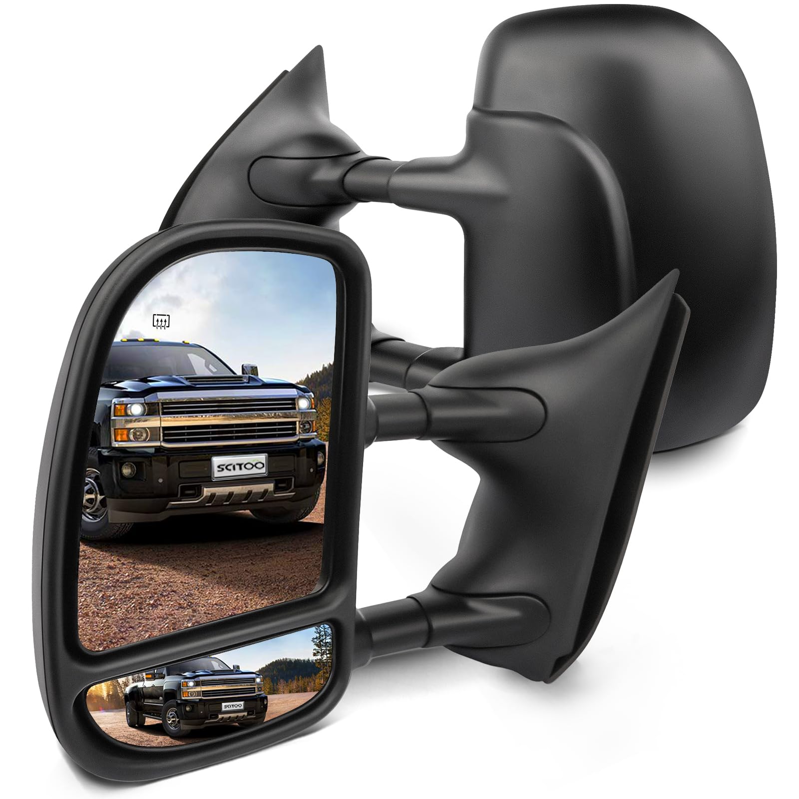 SCITOO Towing Mirrors fit 1999-2007 for Ford for F250 for F350 for F450 for F550 Super Duty 2000-2005 For Ford Excursion with Po
