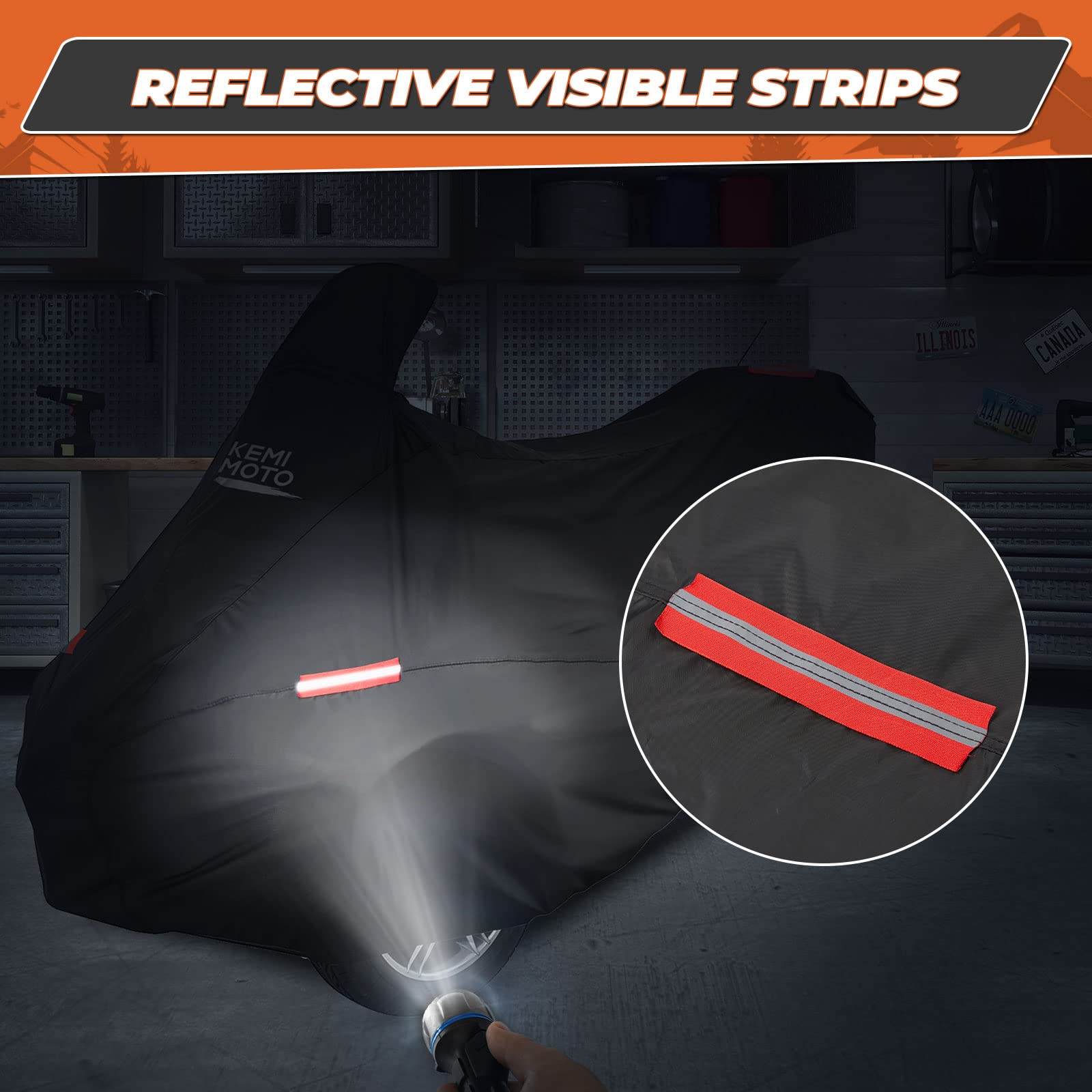 Kemimoto Full Cover Compatible With Can-Am Spyder Rt 2010-2019 Cover Dustproof All Weather Resistant With Reflective Strips