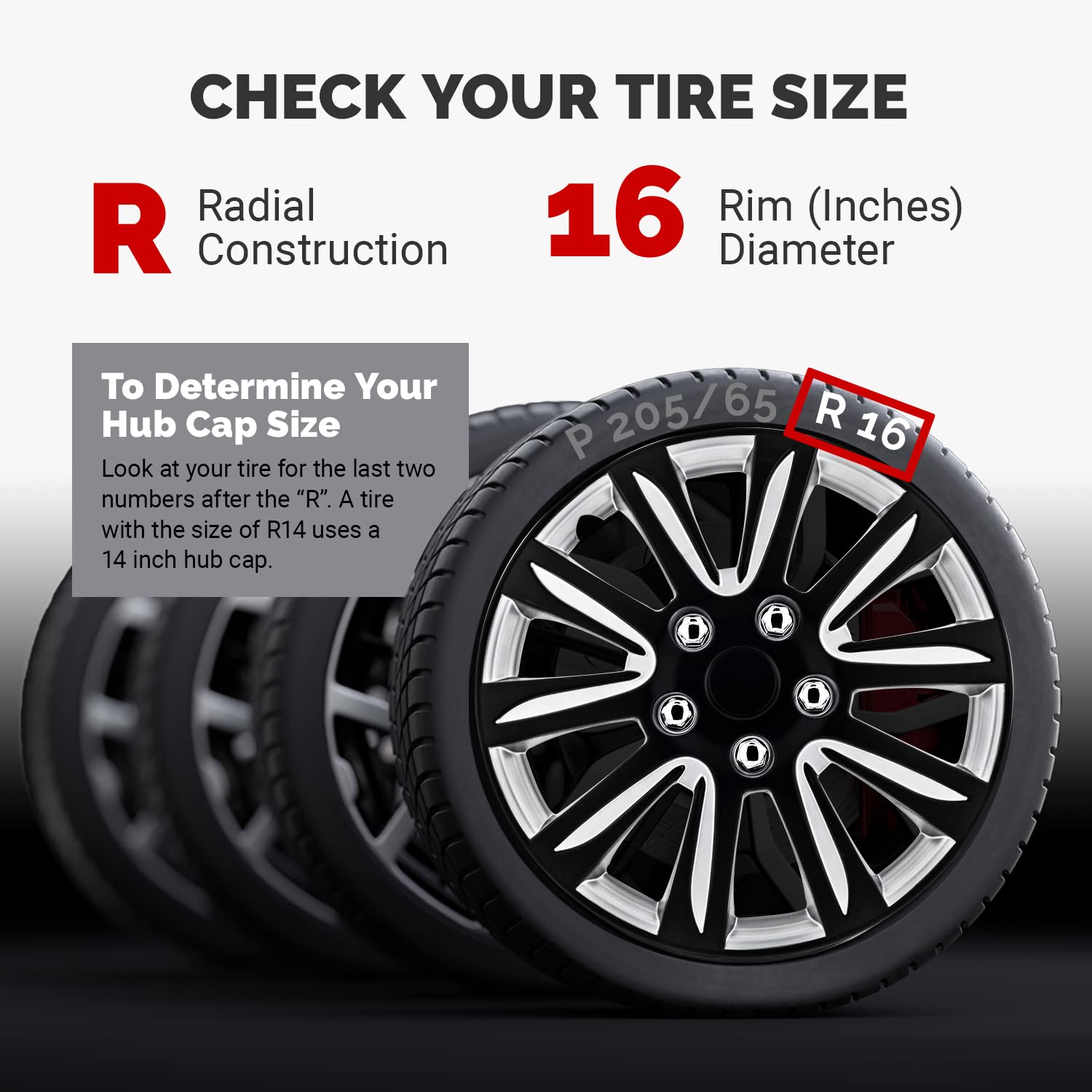 Pilot Wh546-16B-Bs Universal Fit Premier Toyota Camry Style Black 16 Inch Wheel Covers - Set Of 4