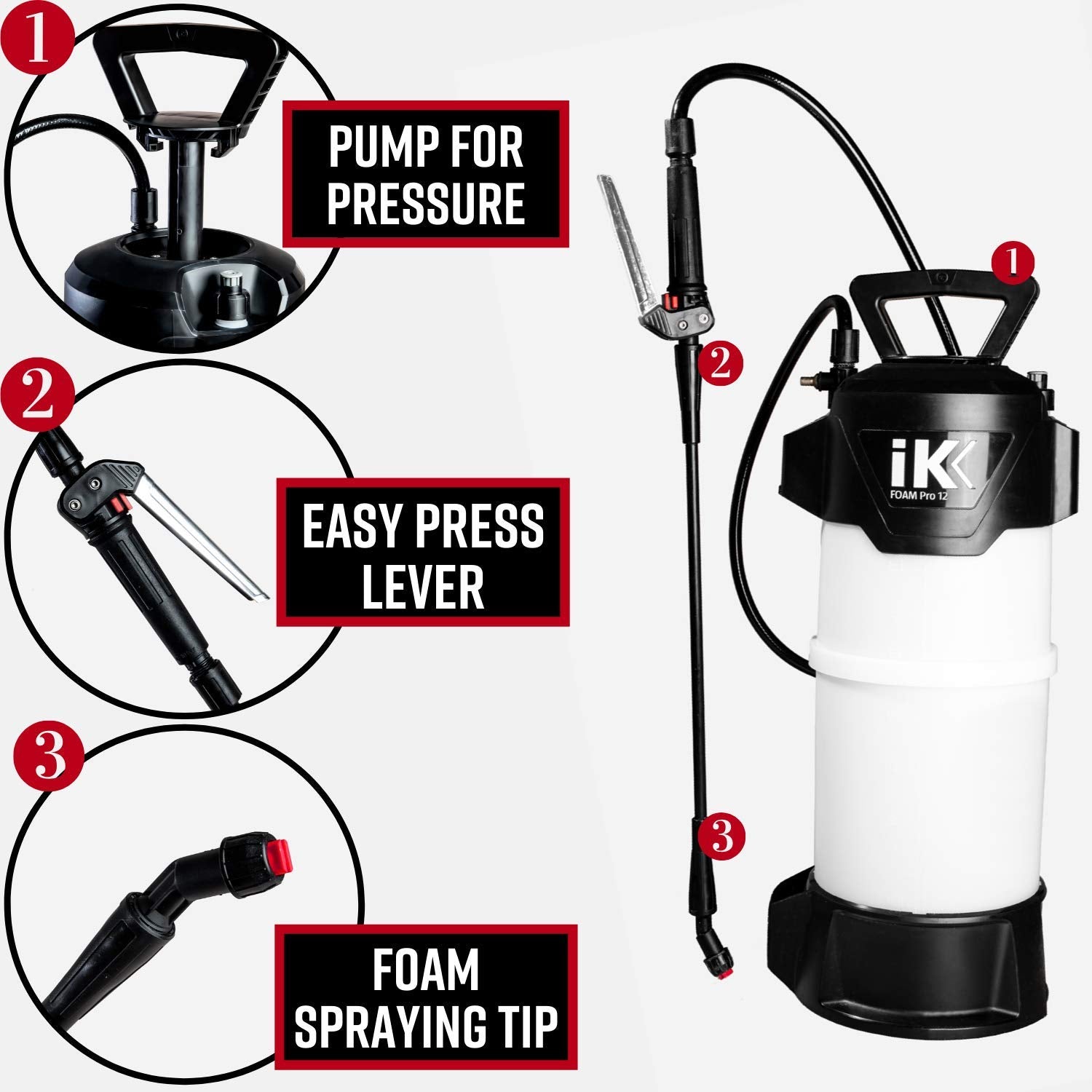 Adam’S Ik Foaming Pump Sprayer (6 Liters) - Pressure Foam Sprayer For Car Cleaning Kit Car Wash Car Detailing | Fill With Car Wash Soap Wheel Cleaner Tire Cleaner Rim | Water Sprayer Lawn Garden Weeds