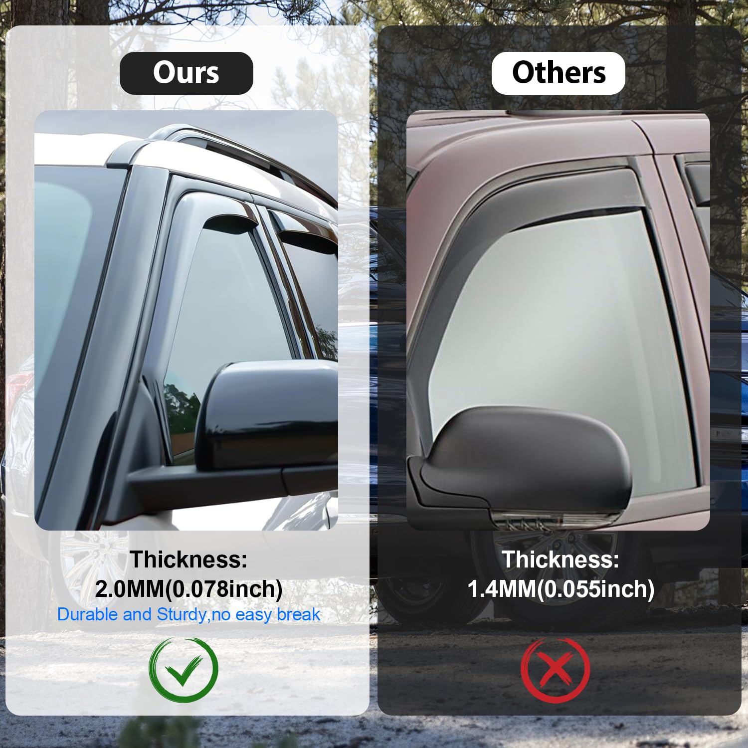 Nilight Vent Window Visors for Jeep Compass 2017 2018 2019 2020 2021 2022 2023 2024, in-Channel Rain Guards, Original Window Def