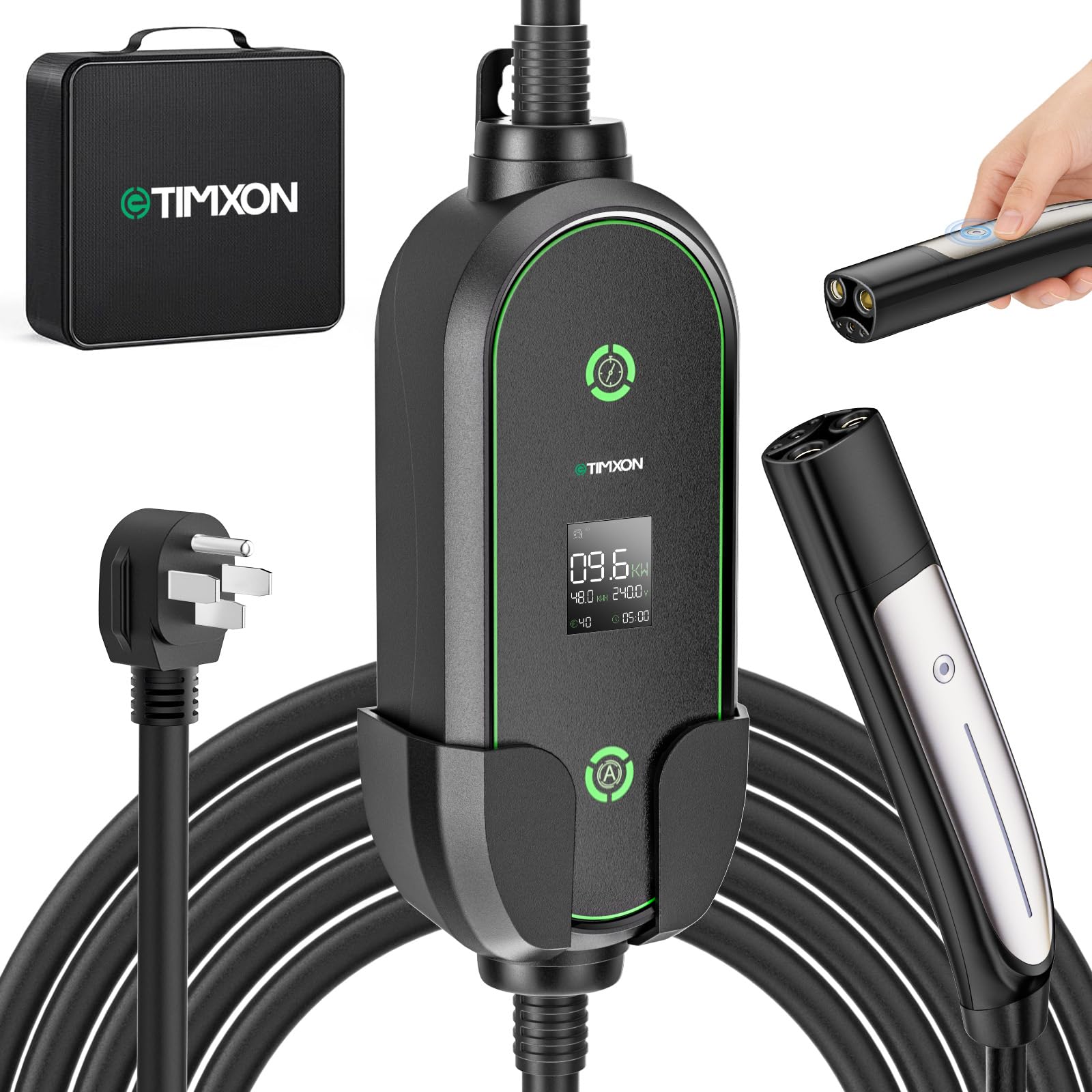 40A Fast Level 2 EV Charger for Tesla,9.6KW 240V with 25FT Cable,NEMA 14-50 Plug,NACS Connector for Tesla Charging,Portable Mobi