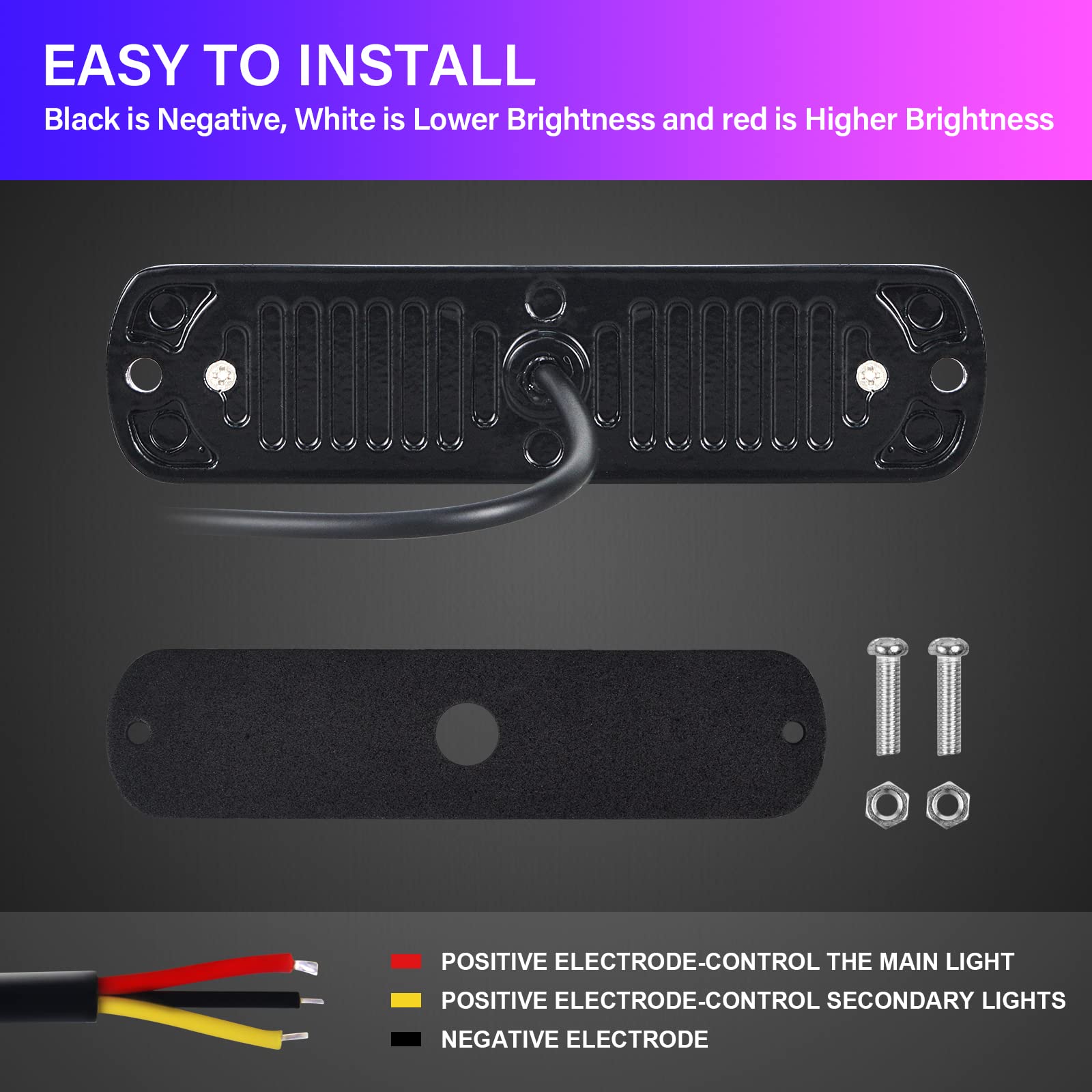 Rigidon 2 Pack Led Emergency Strobe 6 Led Red Surface Mount Flashing Strobe Lights For Trucks Car Grille Off-Road Warning Emergency Flashing Lights