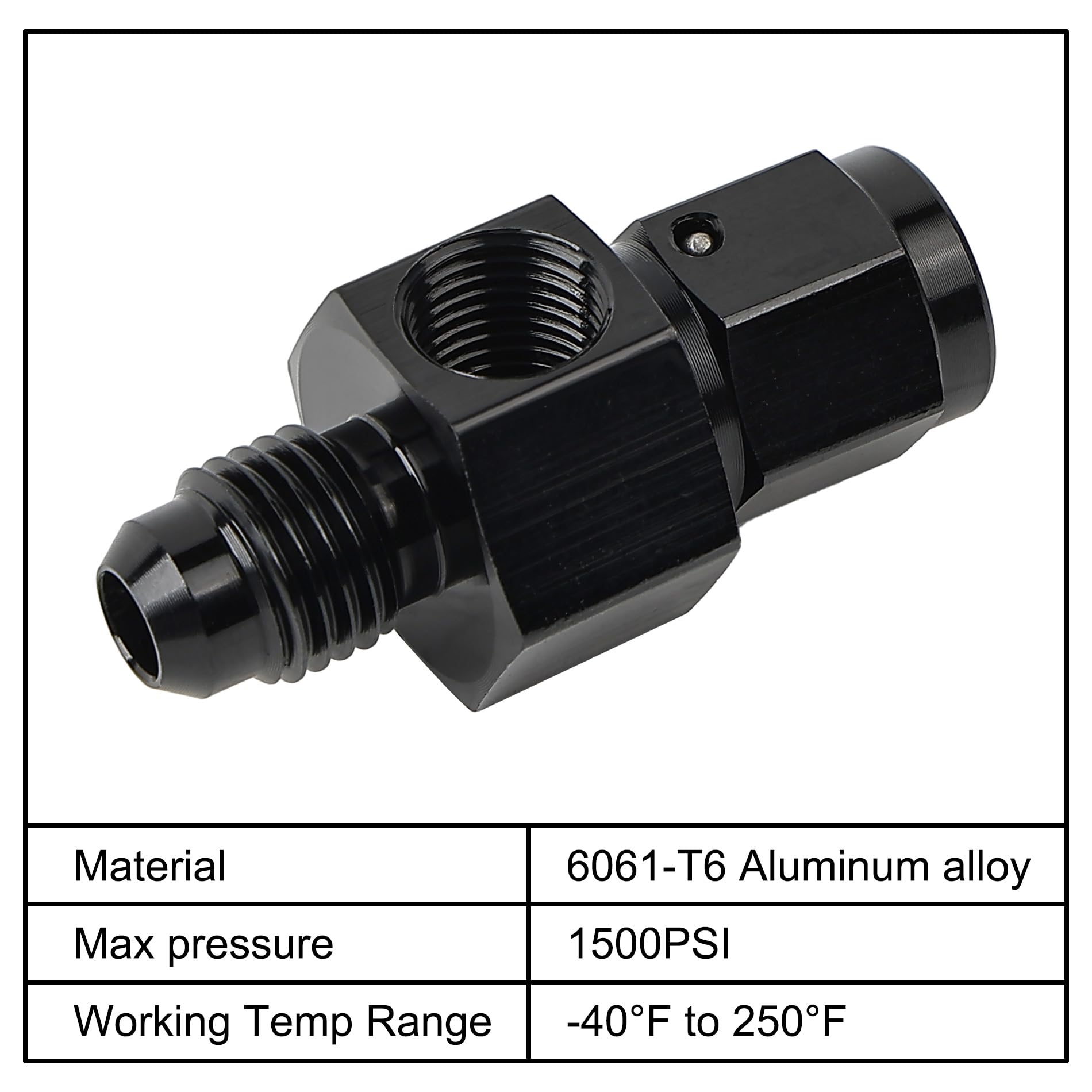 Evil Energy 4An Male Flare To -4 Female Swivel With 1/8 Npt Gauge Port Fuel Pressure Take Off Fitting Adapter Aluminum