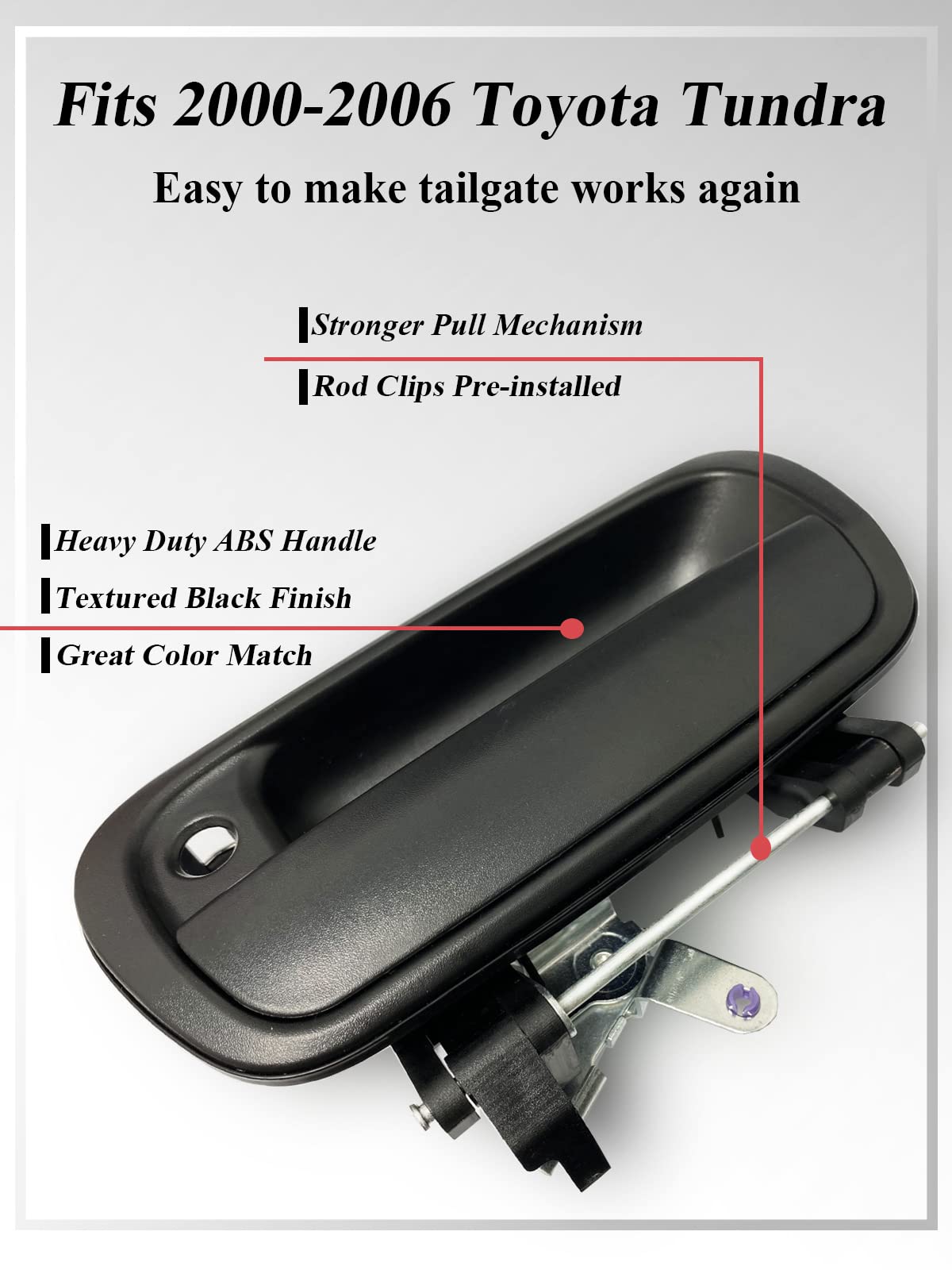 Syoauto Tailgate Handle For 2000-2006 Toyota Tundra Liftgate Latch Handle With Keyhole Replaces# 69090-0C010 69090-0C030-C0