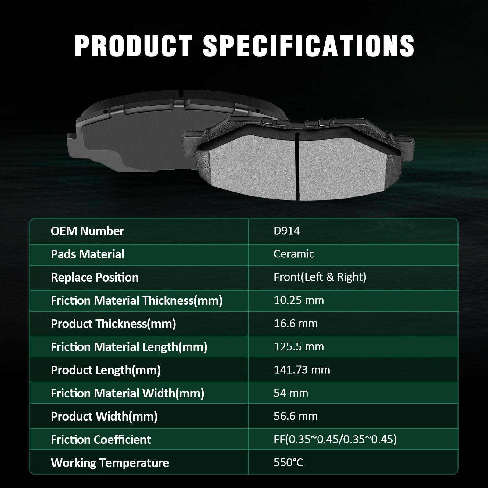 Automuto 8Pcs Front & Rear Ceramic Disc Brake Pads Set D914 D1878 For Honda Civic 2016-2021